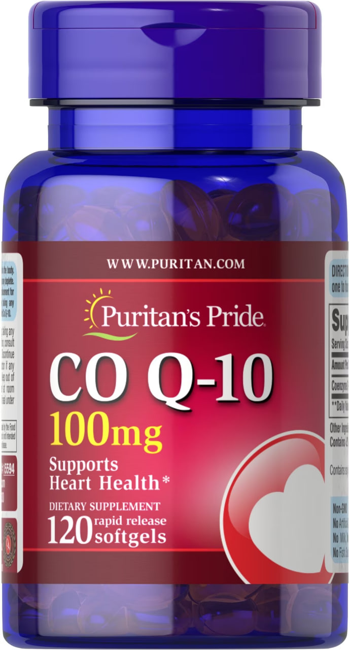 Коензим Q-10, Co Q-10, Puritan's Pride, 100 мг, 120 капсул швидкого вивільнення