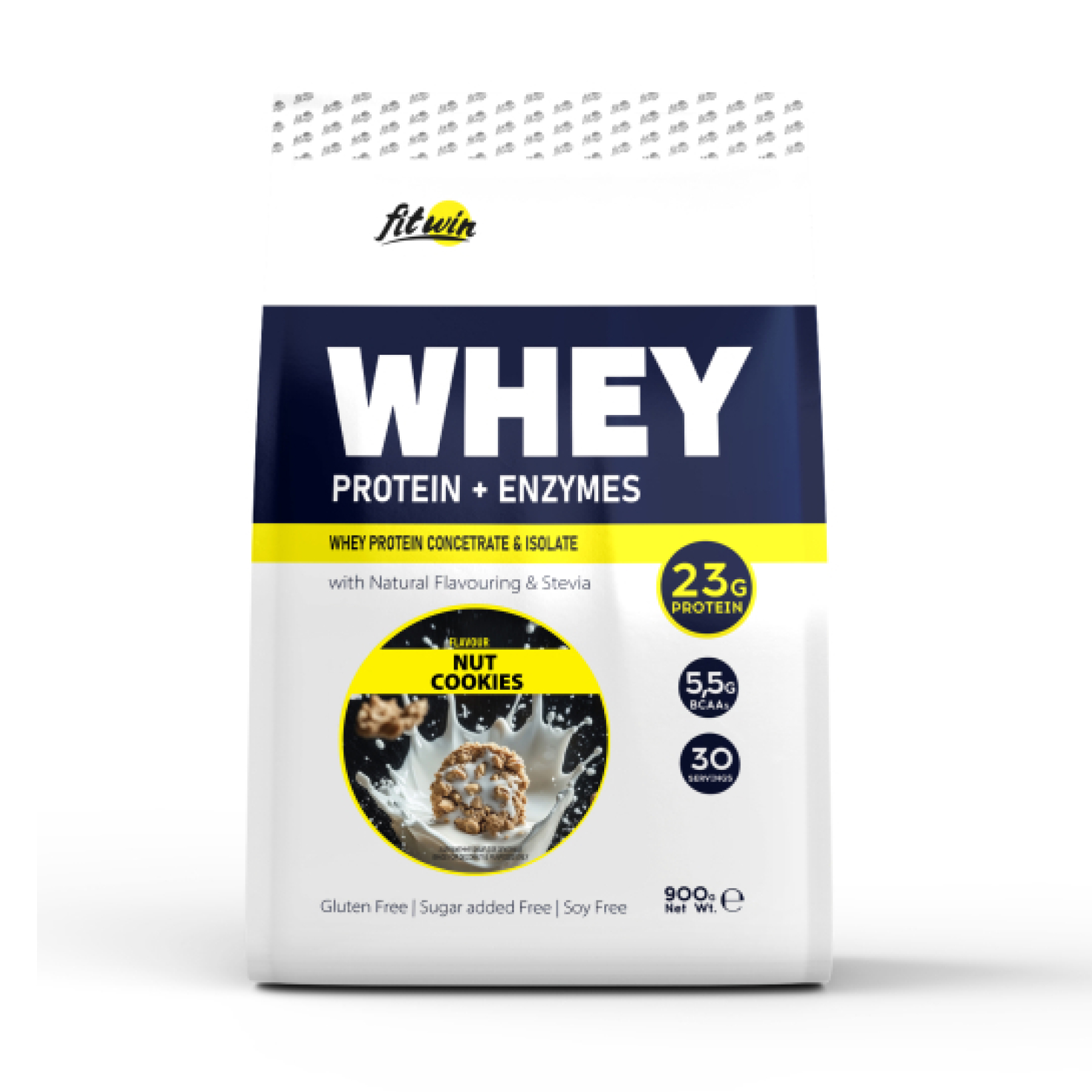 Сироватковий протеїн, FitWin Whey Protein + Enzymes, 900 г (Горіхове печиво)