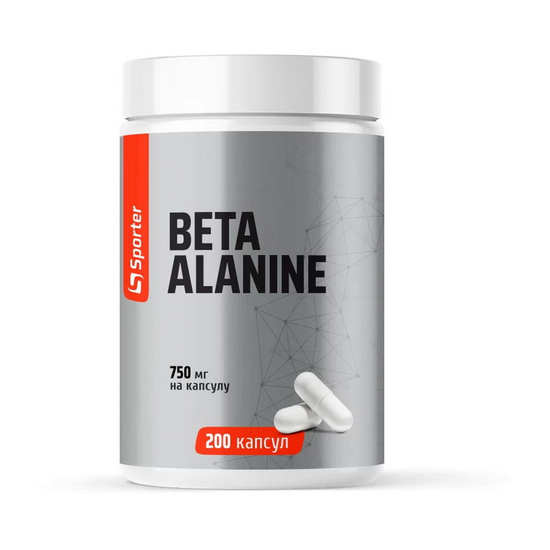 Бета-аланін, Sporter Beta Alanine, 750 мг, 200 капсул