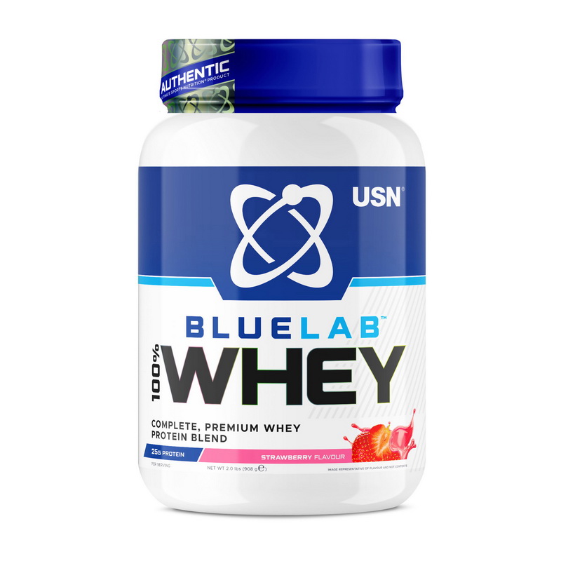 Протеїн сироватковий, USN Blue Lab 100% Whey, 908 г (Полуниця)