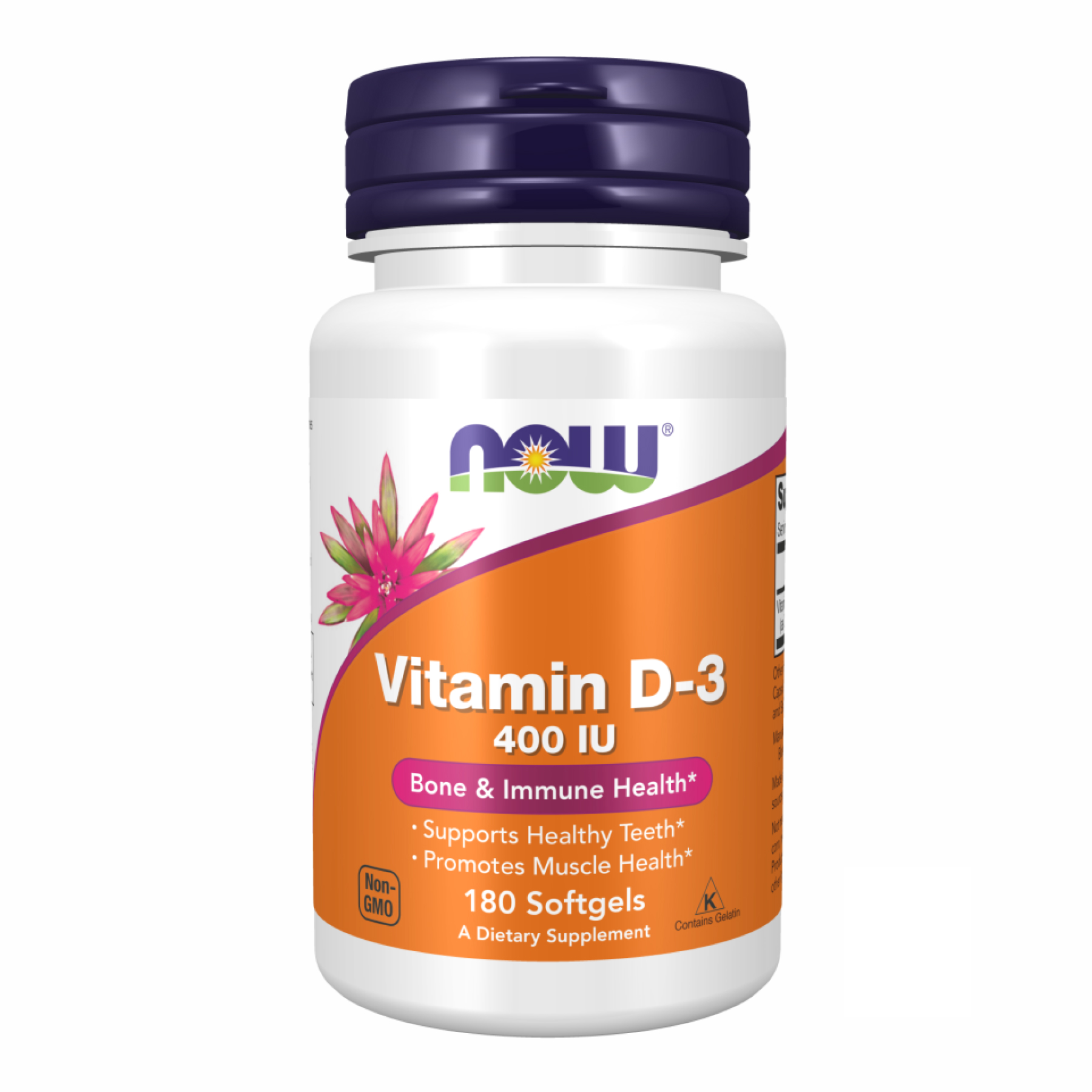 Вітамін D3, Now Foods Vitamin D-3, 400 МО, 180 м'яких капсул