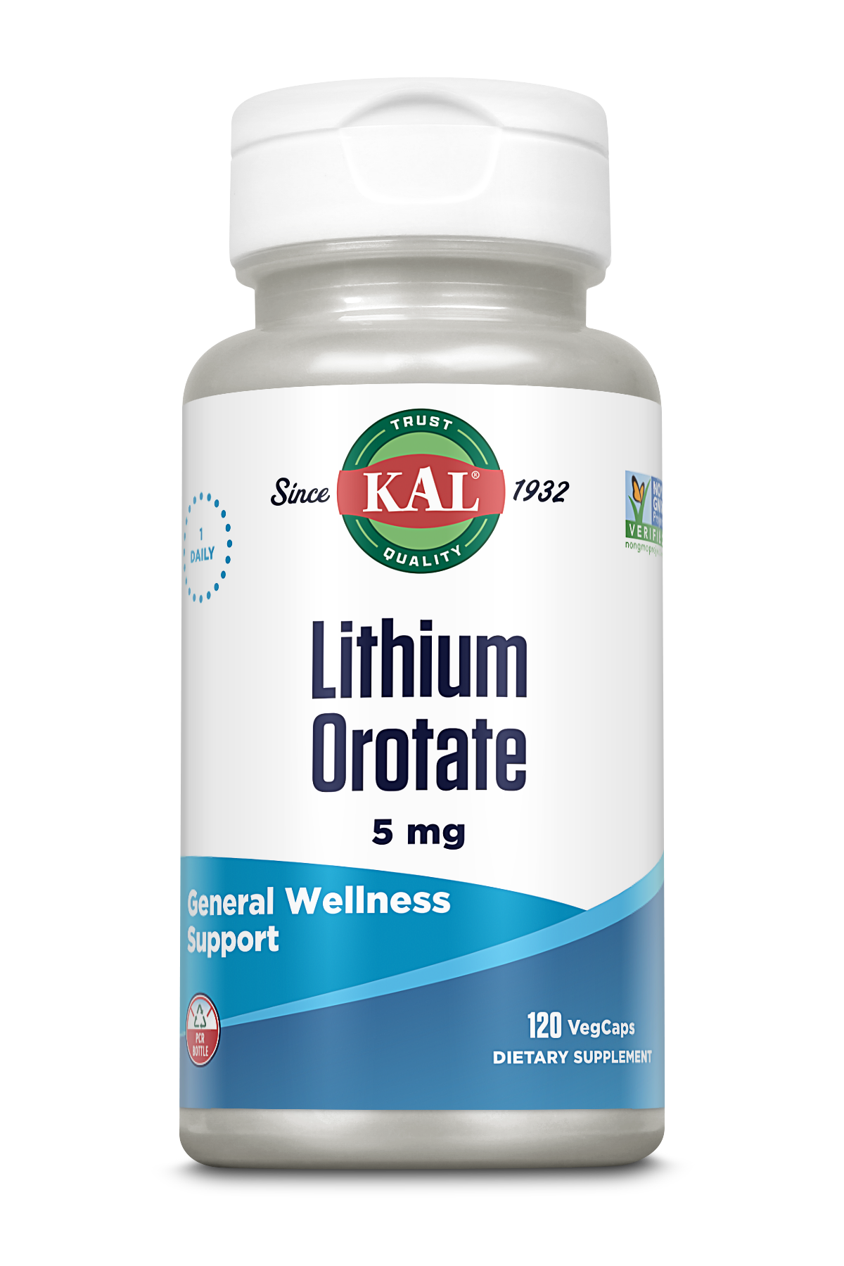 Літій оротат, Kal Lithium Orotate, 5 мг, 120 вегетаріанських капсул