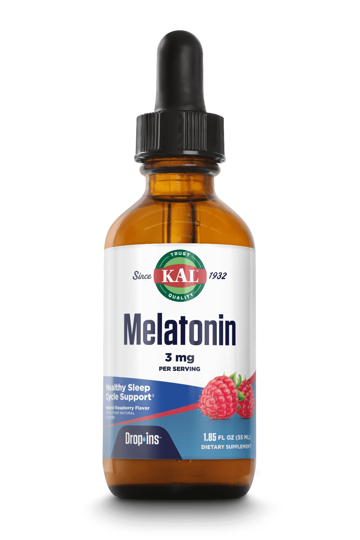 Мелатонін, Kal Melatonin, 3 мг, 55 мл (Малина)