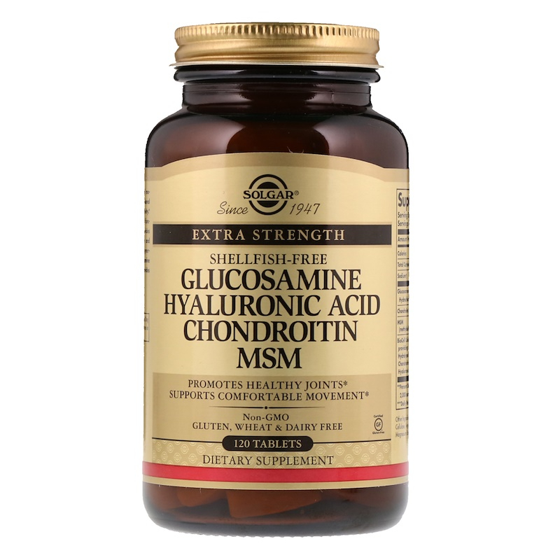 Глюкозамін, гіалуронова кислота, хондроїтин та МСМ, Solgar Glucosamine Hyaluronic Acid Chondroitin MSM, 120 таблеток