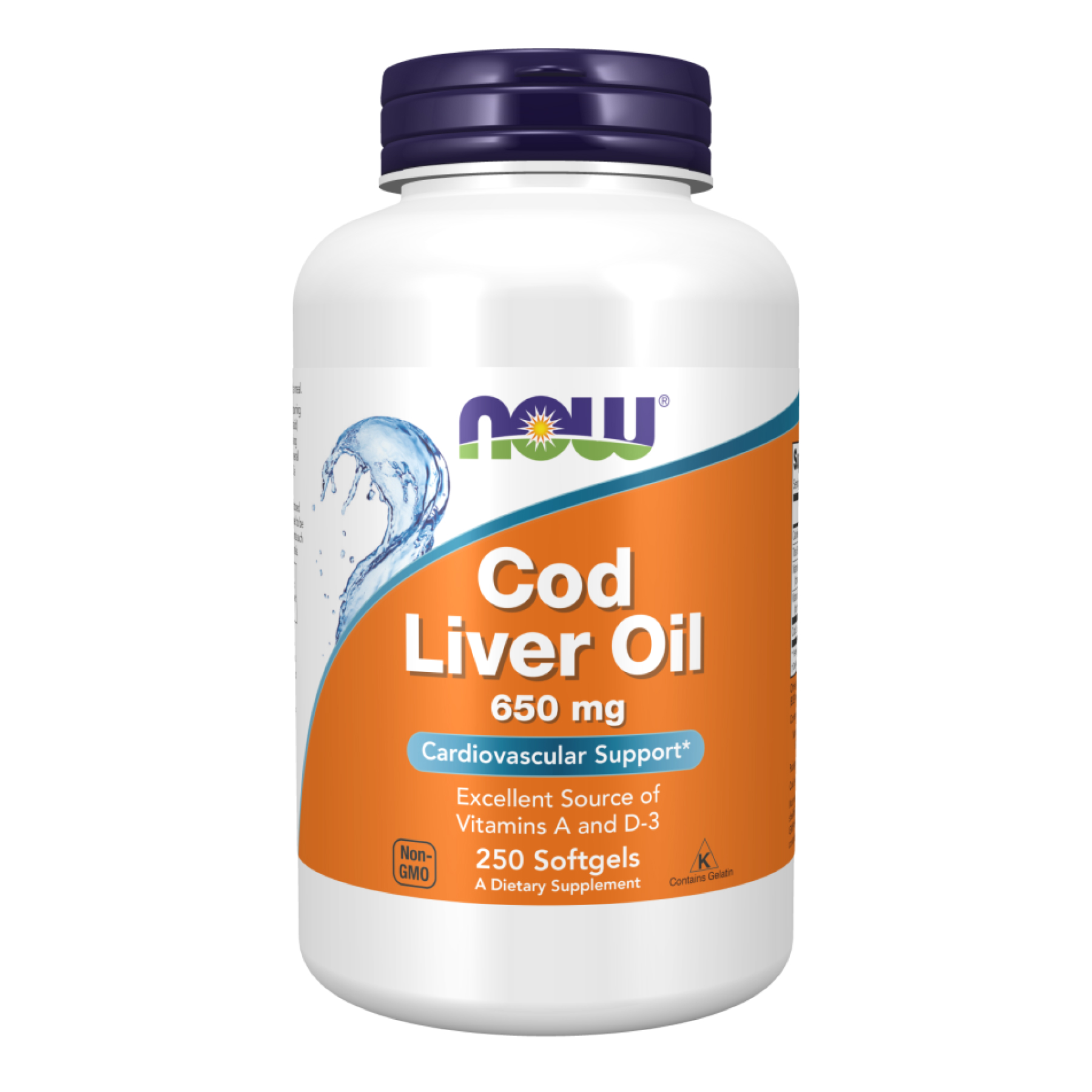 Риб'ячий жир з печінки тріски, Now Foods Cod Liver Oil, 650 мг, 250 м'яких капсул