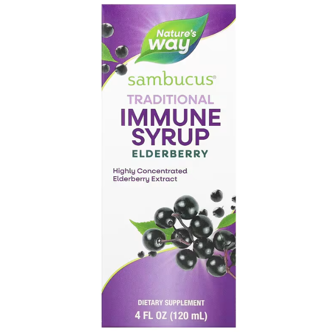Чорна бузина для підтримки імунітету, Nature's Way Sambucus Traditional Immune Syrup, 50 мг, 120 мл