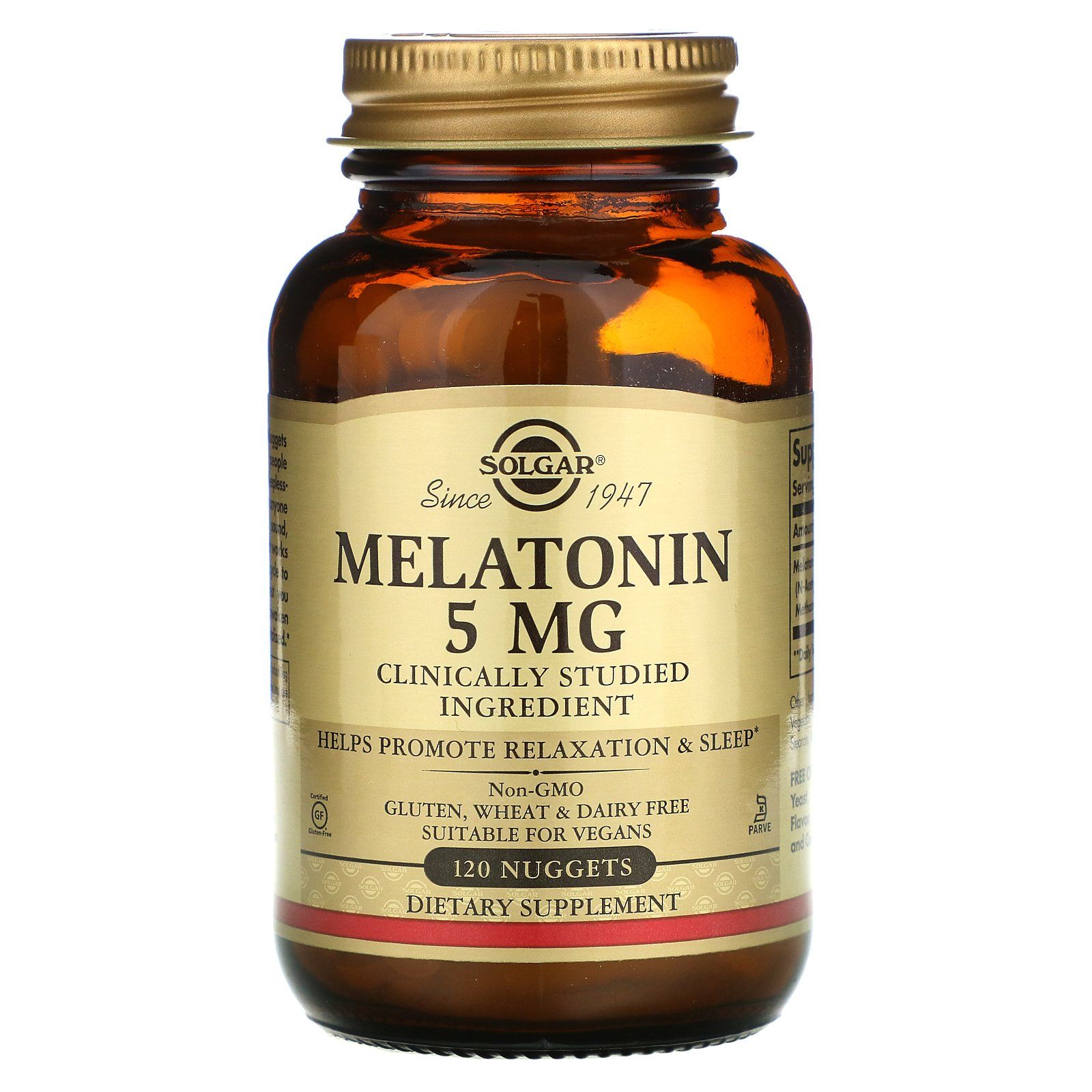 Мелатонін, Solgar Melatonin, 5 мг, 120 жувальних таблеток