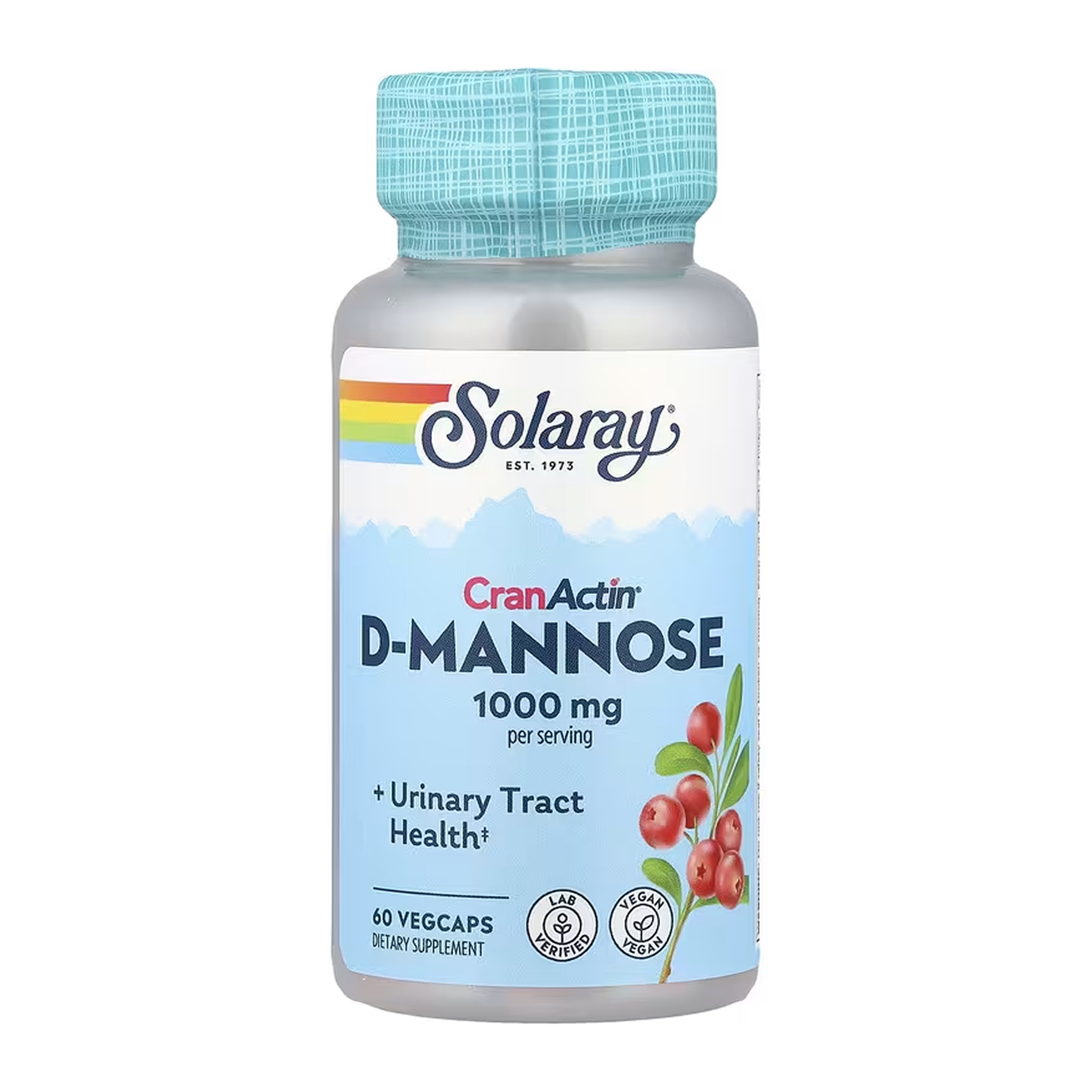 Д-Манноза для здоров'я сечовивідних шляхів, Solaray CranActin D-Mannose, 1000 мг, 60 вегетаріанських капсул