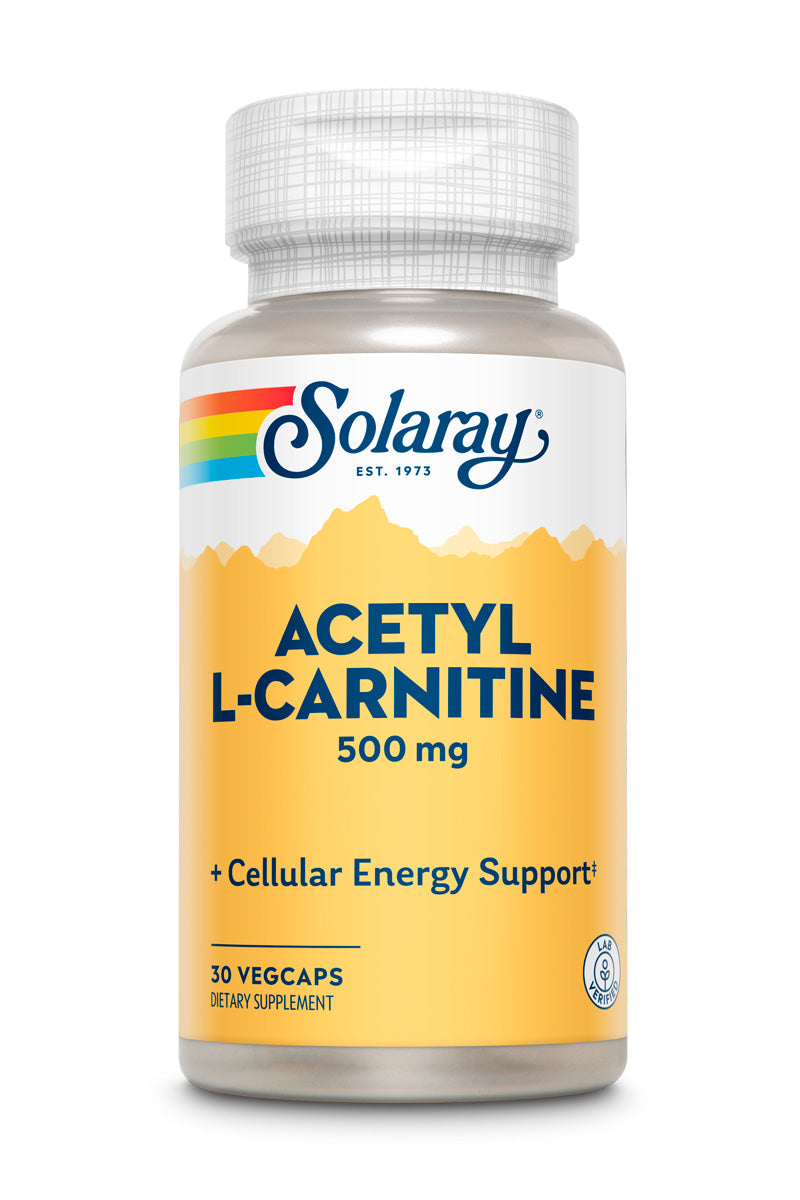 Ацетил L-карнітин, Solaray Acetyl L-Carnitine, 500 мг, 30 вегетаріанських капсул