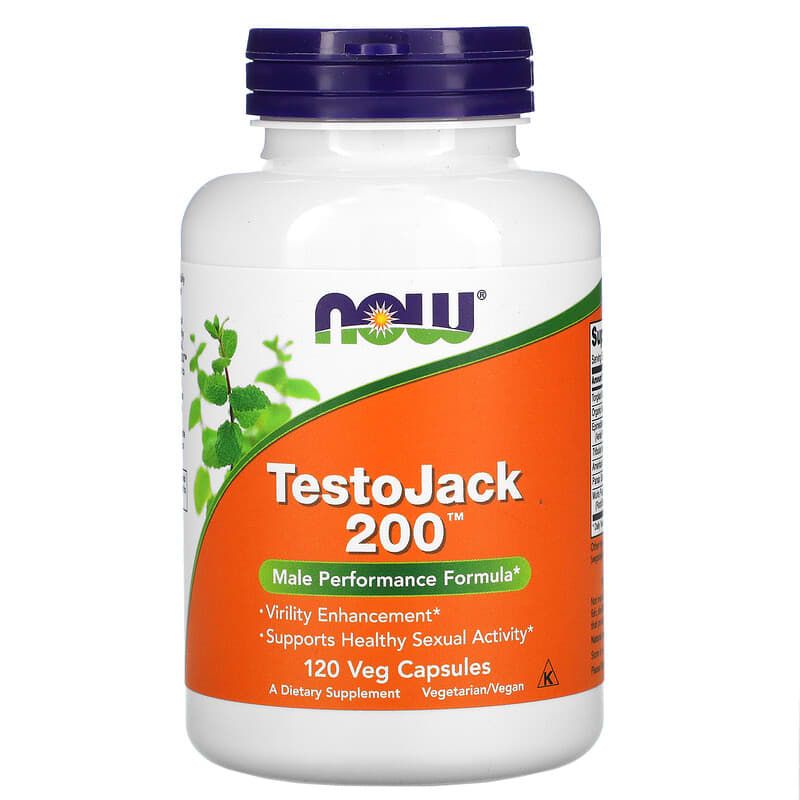 Тестостерон для чоловічого здоров'я, Now Foods TestoJack 200, 120 вегетаріанських капсул