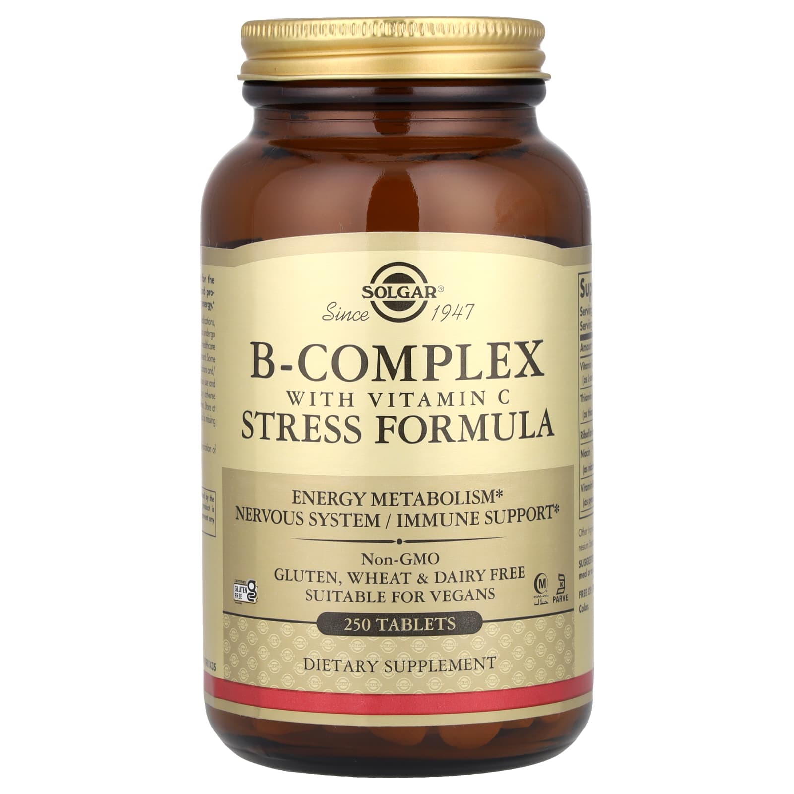 Комплекс вітамінів B з вітаміном C, Solgar B-Complex with Vitamin C Stress Formula, 250 таблеток