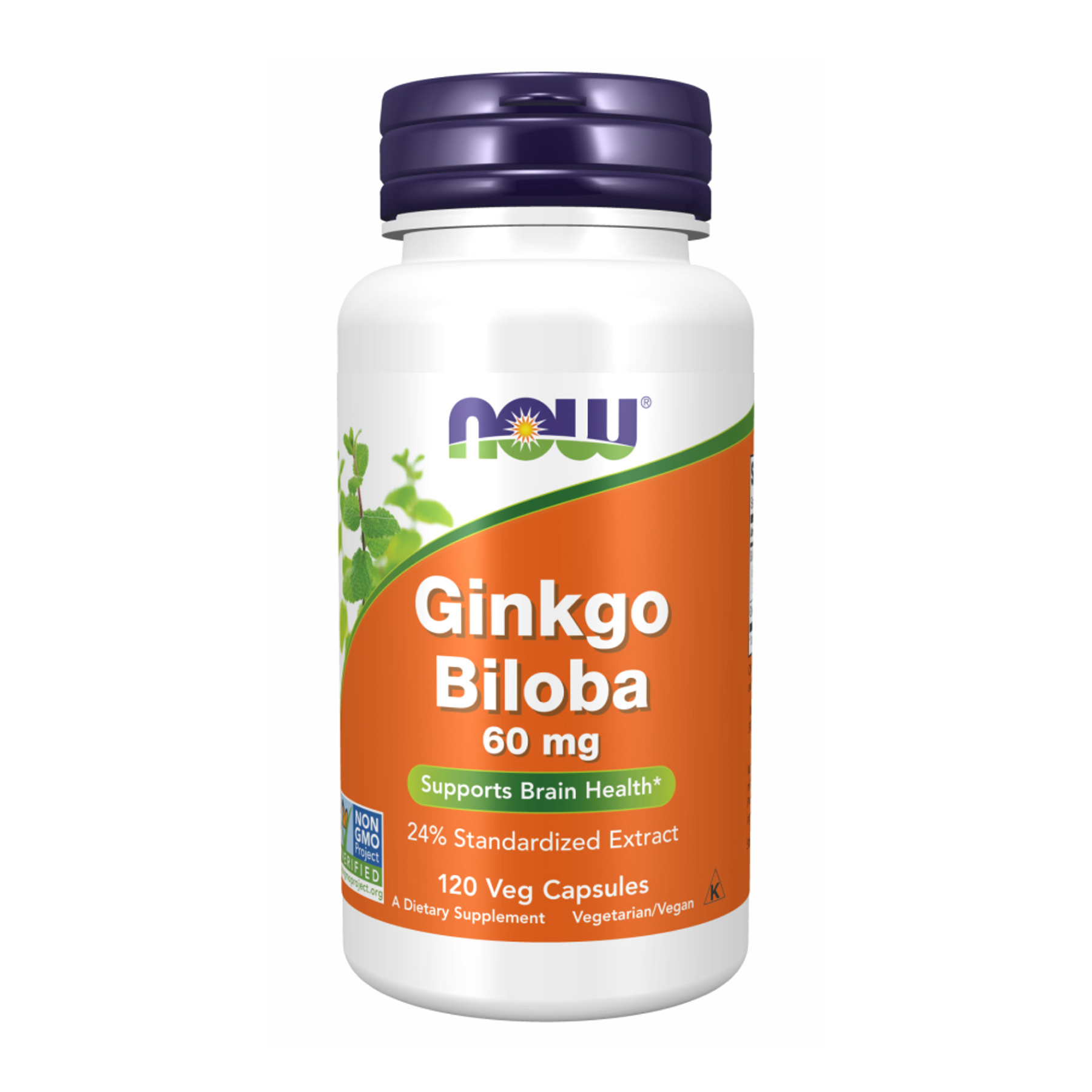 Гінкго білоба, Now Foods Ginkgo Biloba, 60 мг, 120 вегетаріанських капсул