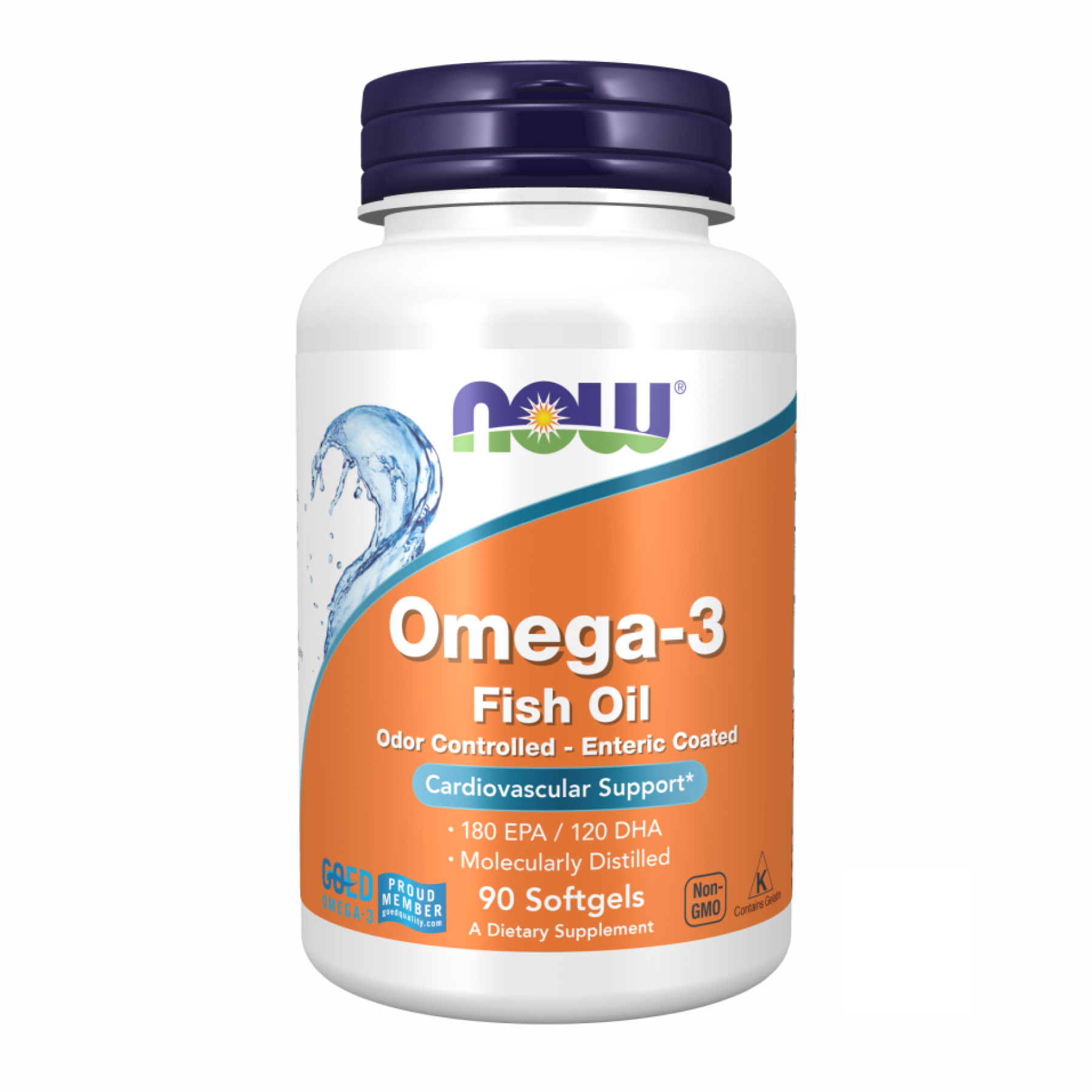 Омега-3 риб'ячий жир, Omega-3 Fish Oil, NOW Foods, 1000 мг, 180 ЕПК/ 120 ДГК, в кишковорозчинній оболонці, 90 гелевих капсул
