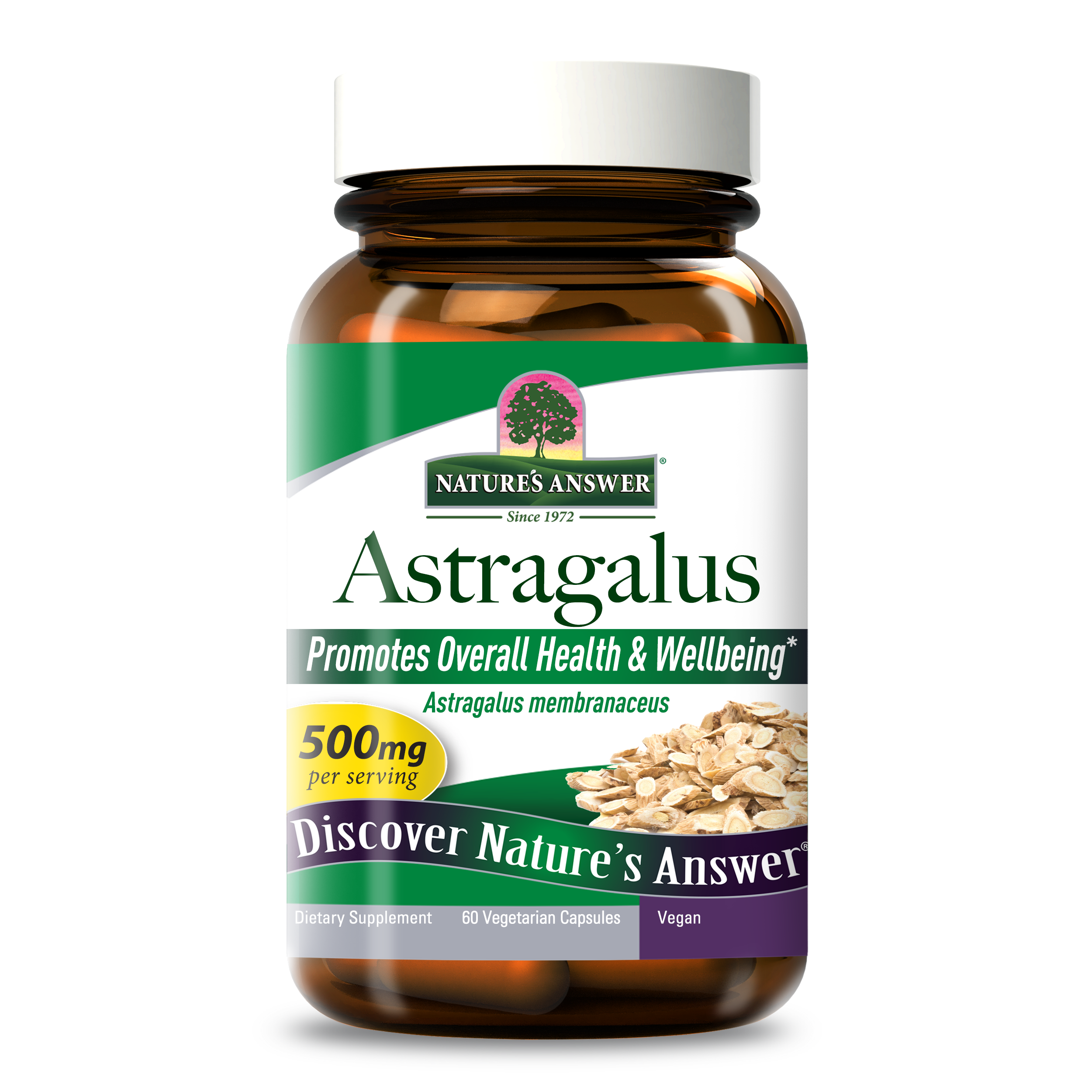 Астрагал, Nature's Answer Astragalus, 500 мг, 60 вегетаріанських капсул