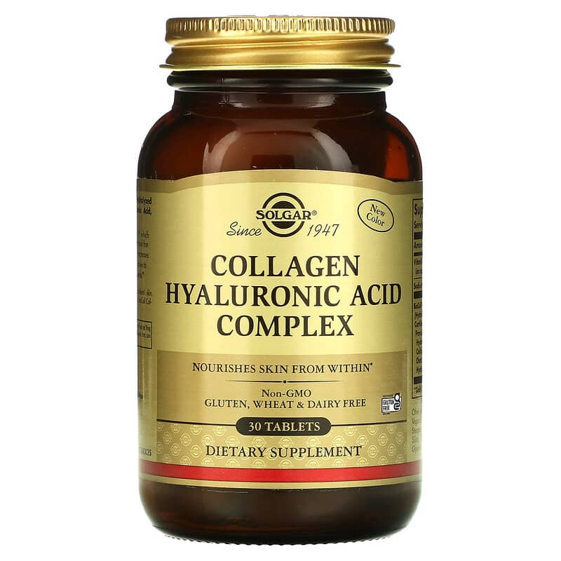 Гіалуронова кислота з колагеном, Solgar Collagen Hyaluronic Acid Complex, 120 мг, 30 таблеток