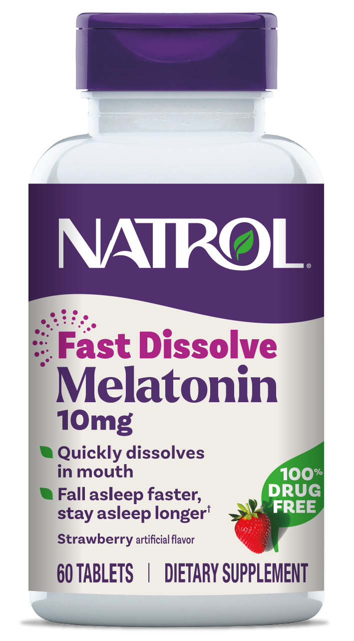 Мелатонін, Melatonin, Natrol, максимальна сила, смак полуниці, 10 мг, 100 таблеток