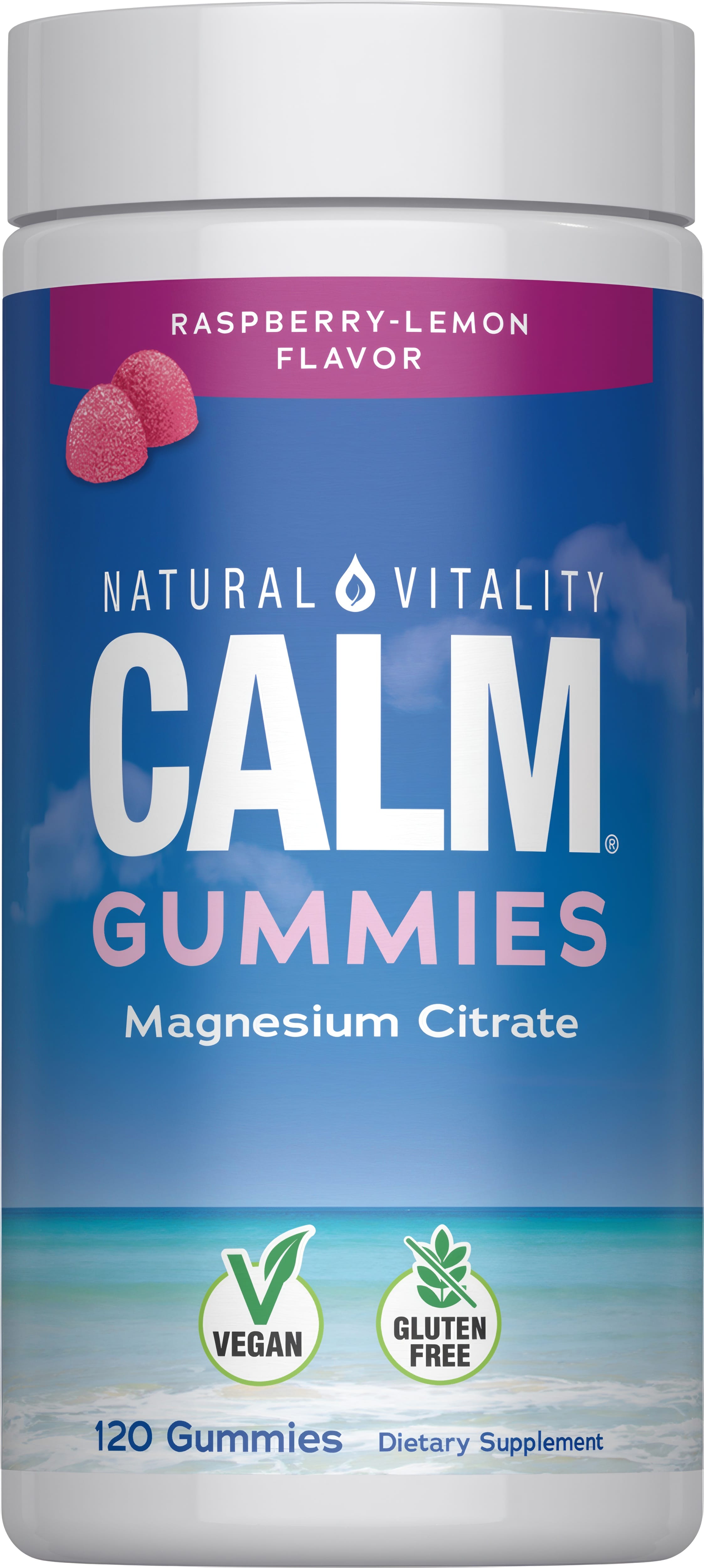 Цитрат магнію, Natural Vitality CALM Magnesium Supplement, 330 мг, 120 жувальних цукерок (Малина, Лимон)