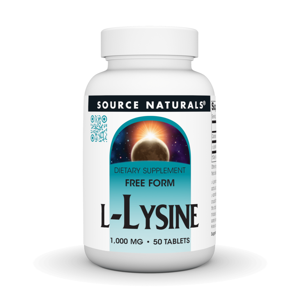 L-Лізин, Source Naturals L-Lysine, 1000 мг, 50 таблеток