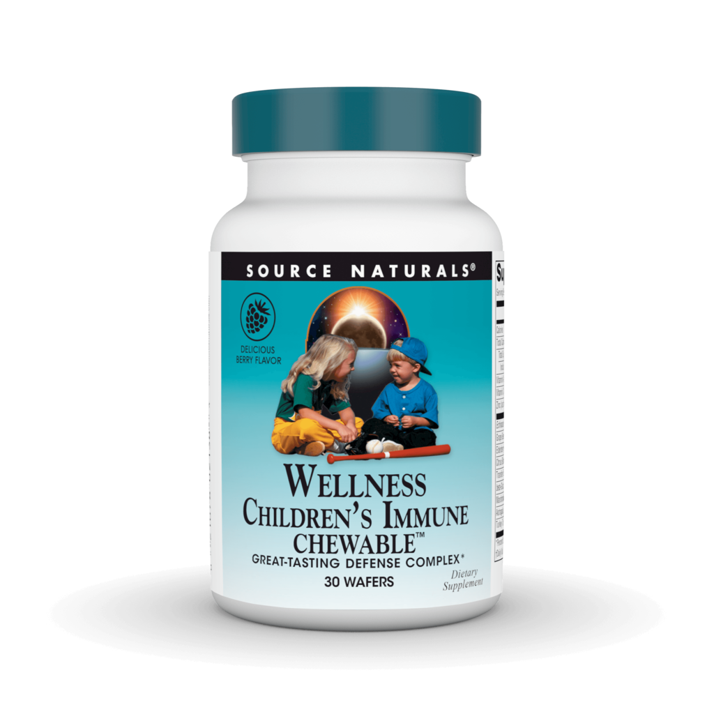 Вітаміни для зміцнення імунітету у дітей, Source Naturals Wellness Children's Immune Chewable, 30 шт. (ягідний)
