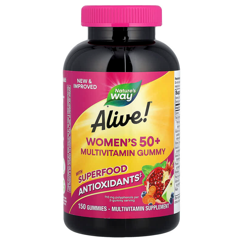 Мультивітаміни для жінок 50+, Nature's Way Alive! Women's 50+ Gummy, 150 жувальних цукерок (Ягідний мікс)