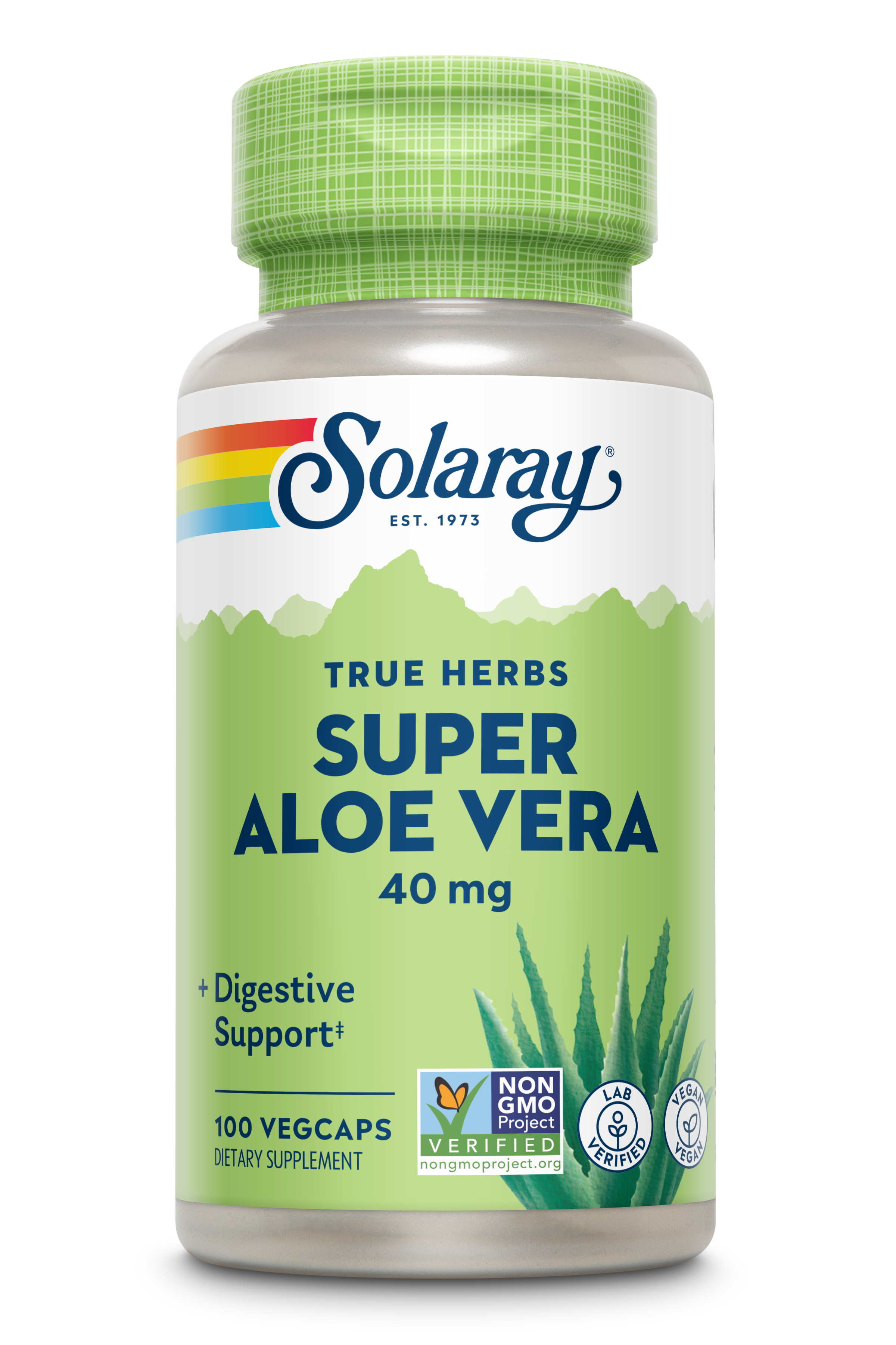 Алое вера, Solaray Super Aloe Vera Gel, 40 мг, 100 вегетаріанських капсул