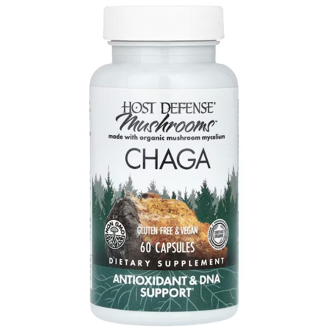 Чага, антиоксидант та підтримка ДНК, Fungi Perfecti Chaga, 60 вегетаріанських капсул