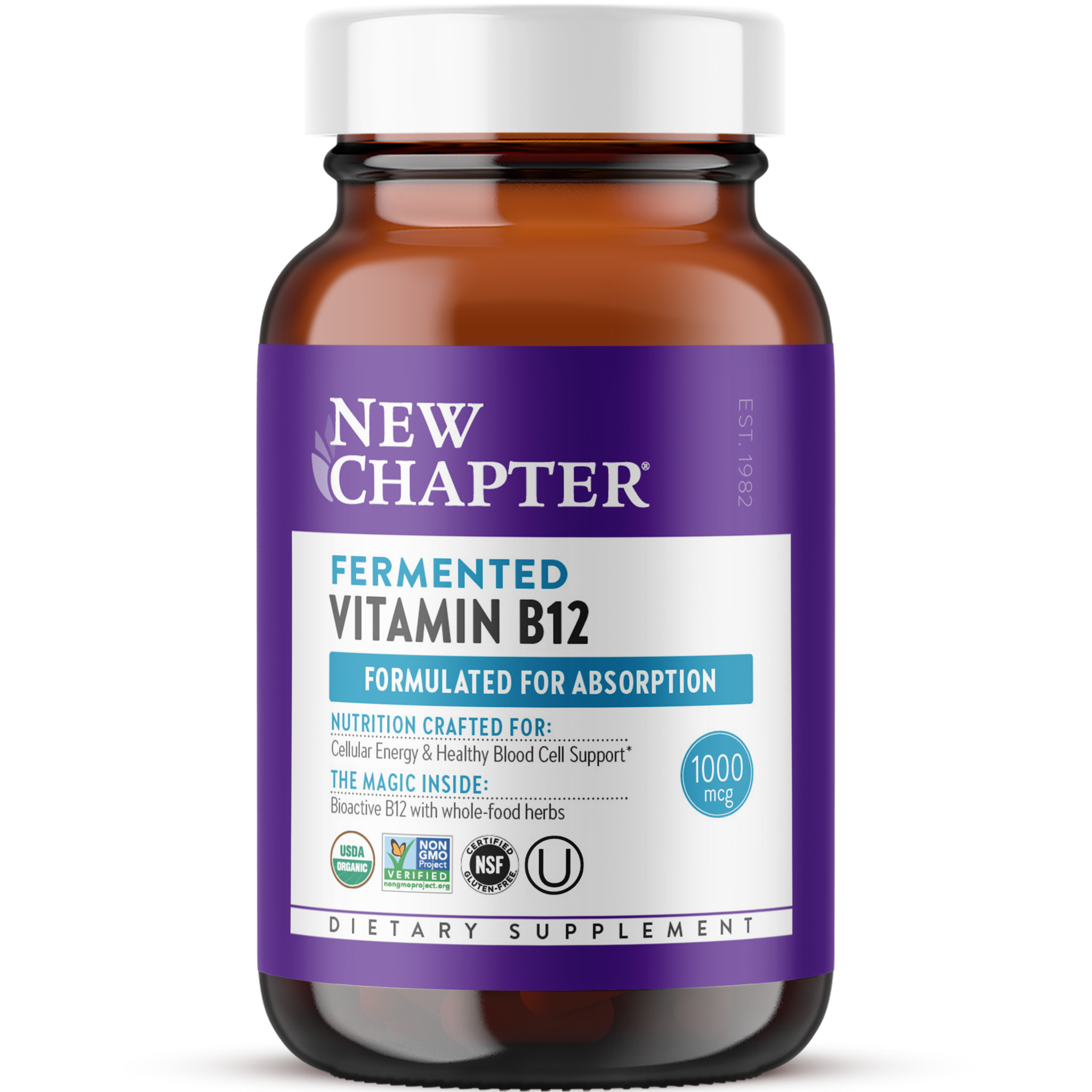 Вітамін B12, New Chapter Fermented Vitamin В12, 1 мг, 30 таблеток
