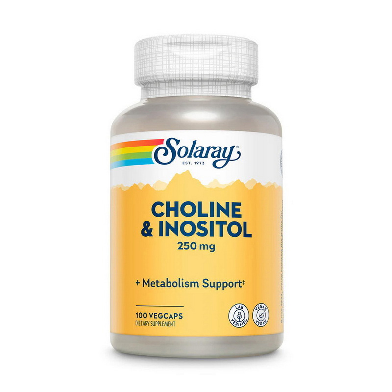 Холін та інозитол, Solaray Choline & Inositol, 250 мг, 100 вегетаріанських капсул