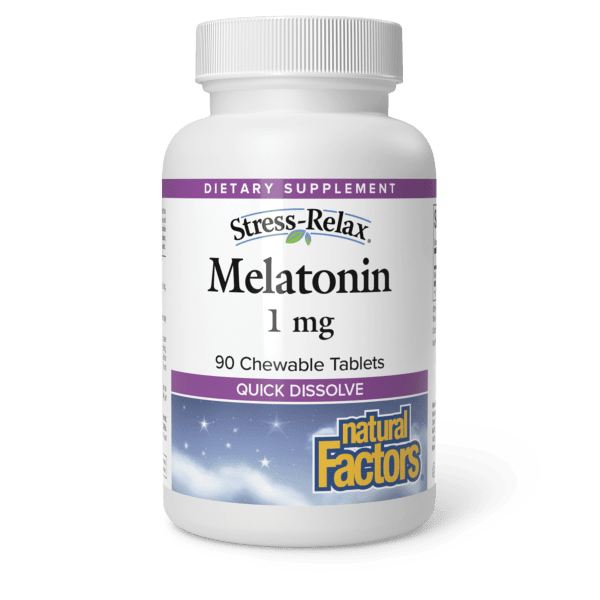 Мелатонін, Natural Factors Melatonin, 1 мг, 90 жувальних таблеток