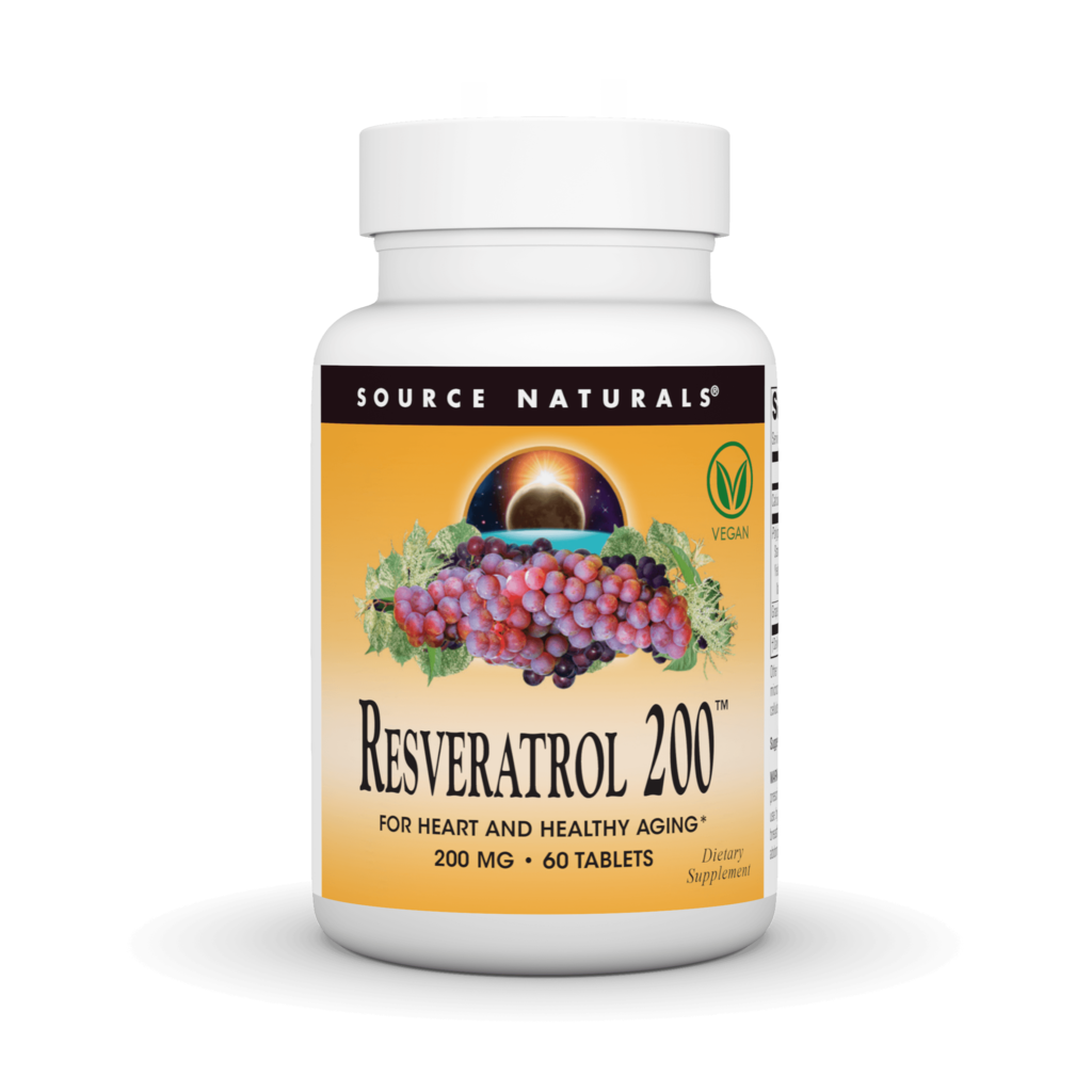 Ресвератрол, Source Naturals Resveratrol, 200 мг, 60 таблеток