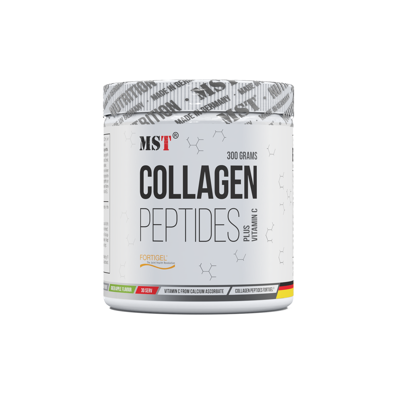 Колаген пептиди з вітаміном С, MST Collagen Peptides + Vitamin C, 300 г (Зелене яблуко)