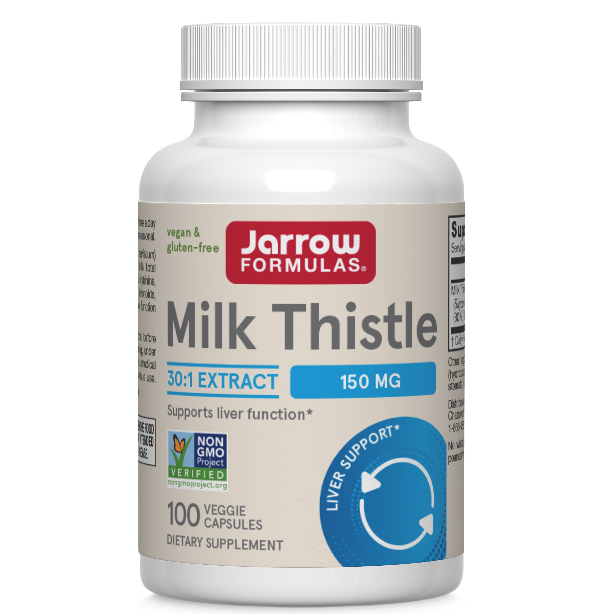 Розторопша, Jarrow Formulas Standardized Milk Thistle, 150 мг, 100 вегетаріанських капсул