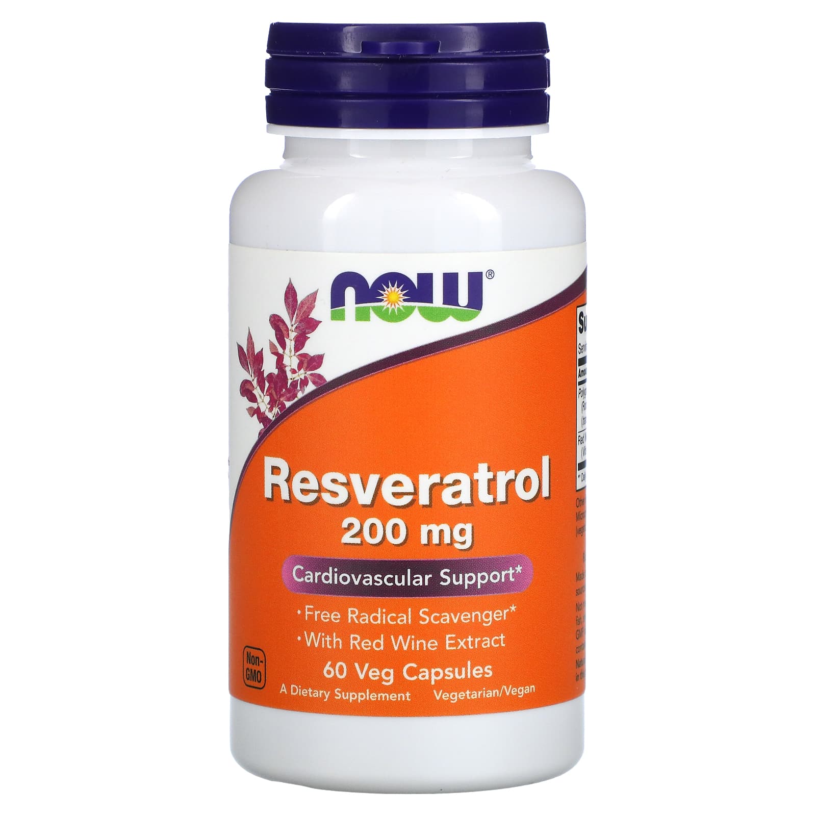 Ресвератрол, Now Foods Resveratrol, 200 мг, 60 вегетаріанських капсул