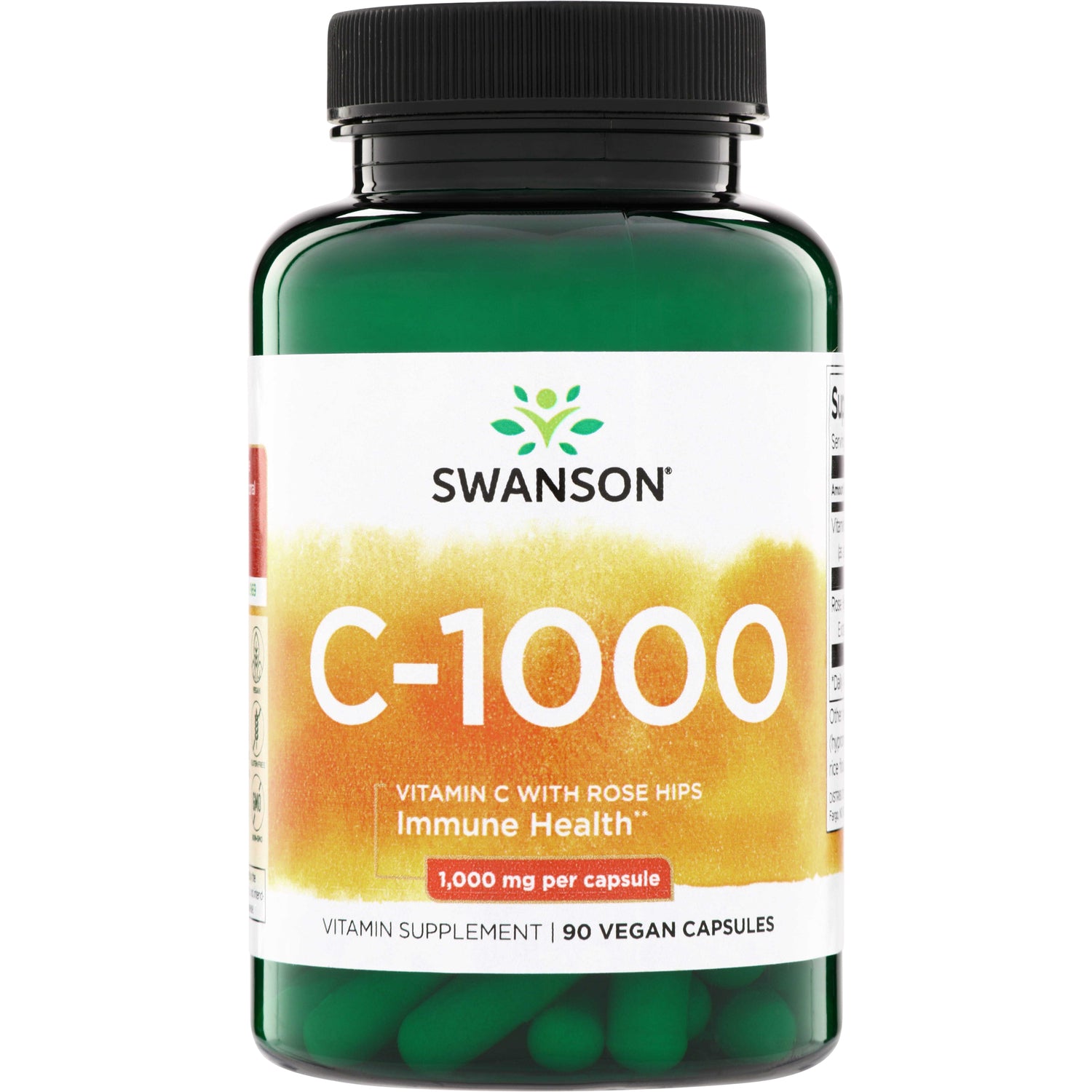 Вітамін C з шипшиною, Swanson Vitamin C with Rose Hips, 1000 мг, 90 капсул