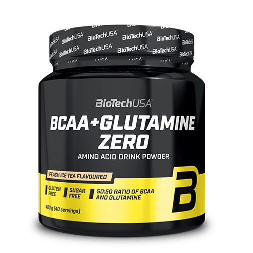 Амінокислоти BCAA та глютамін, BioTech BCAA + Glutamine ZERO, 480 г (Персиковий чай з льодом)