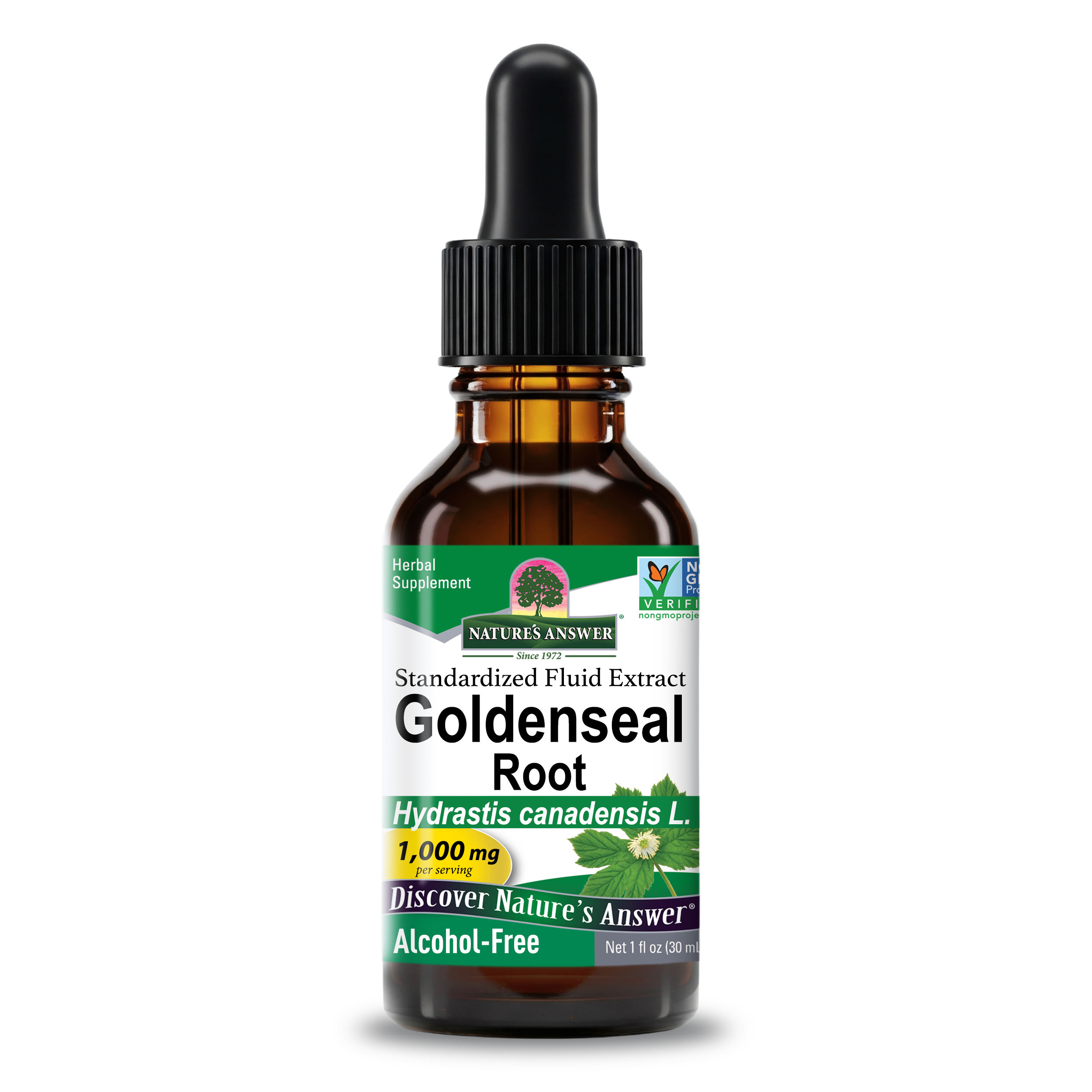 Екстракт жовтокореня без спирту, Nature's Answer Goldenseal Root, 500 мг, 30 мл