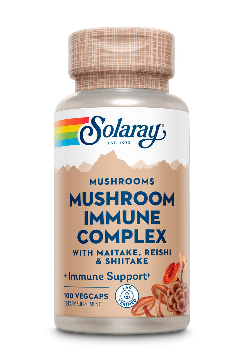 Грибний комплекс для імунітету, Solaray Mushroom Immune Complex, 600 мг, 100 вегетаріанських капсул