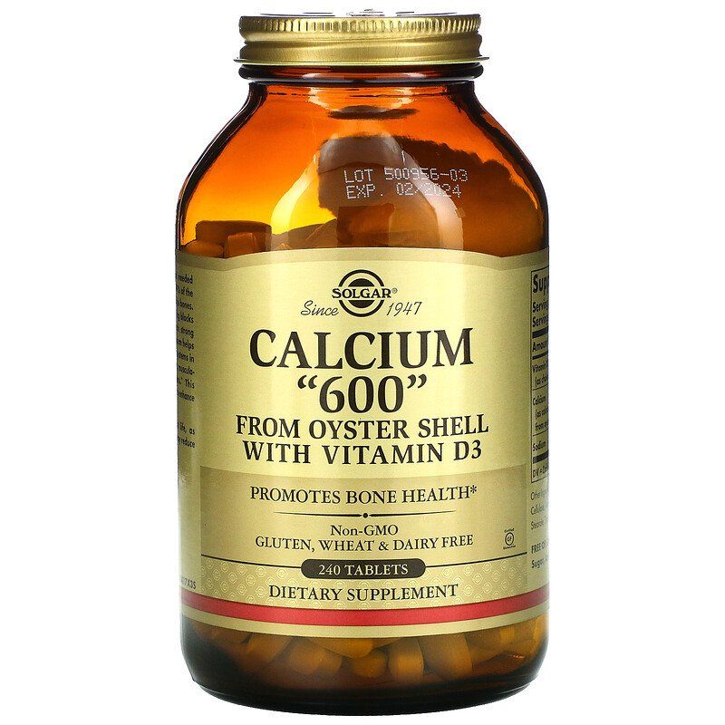 Кальцій з раковин устриць з вітаміном D3, Solgar Calcium 600 from Oyster Shell with Vitamin D3, 600 мг, 240 таблеток