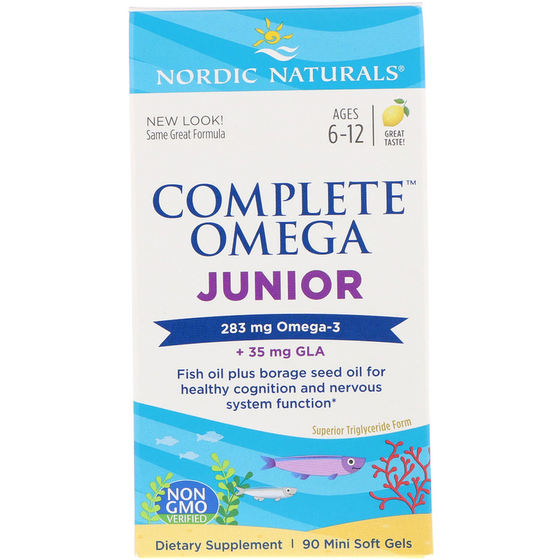 Риб'ячий жир для підлітків, Nordic Naturals Complete Omega Junior, 283 мг, 90 м'яких капсул (лимон)