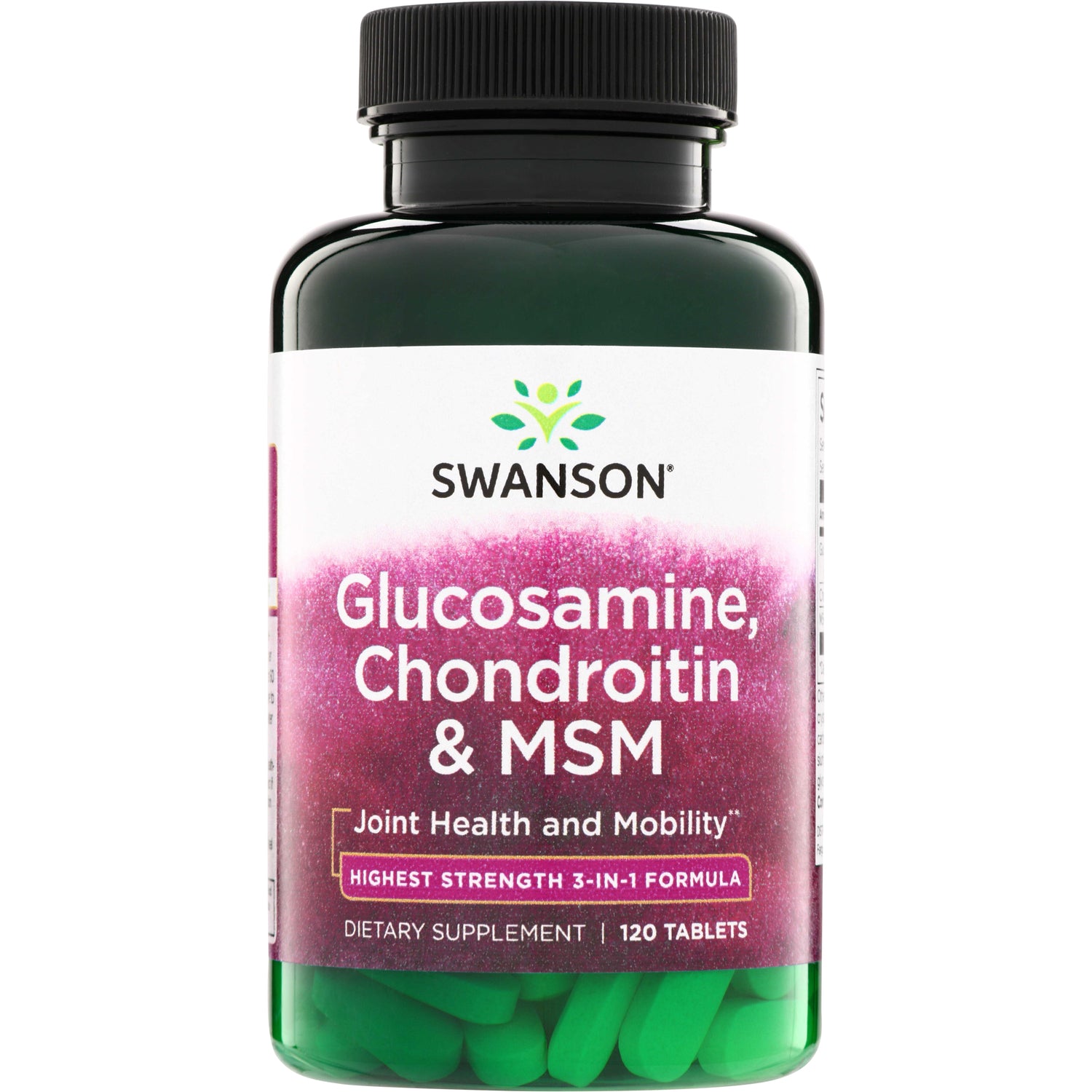 Глюкозамін, хондроїтин та МСМ, Swanson Glucosamine, Chondroitin & Msm Highest Strength 3-in-1 Formula, 120 таблеток