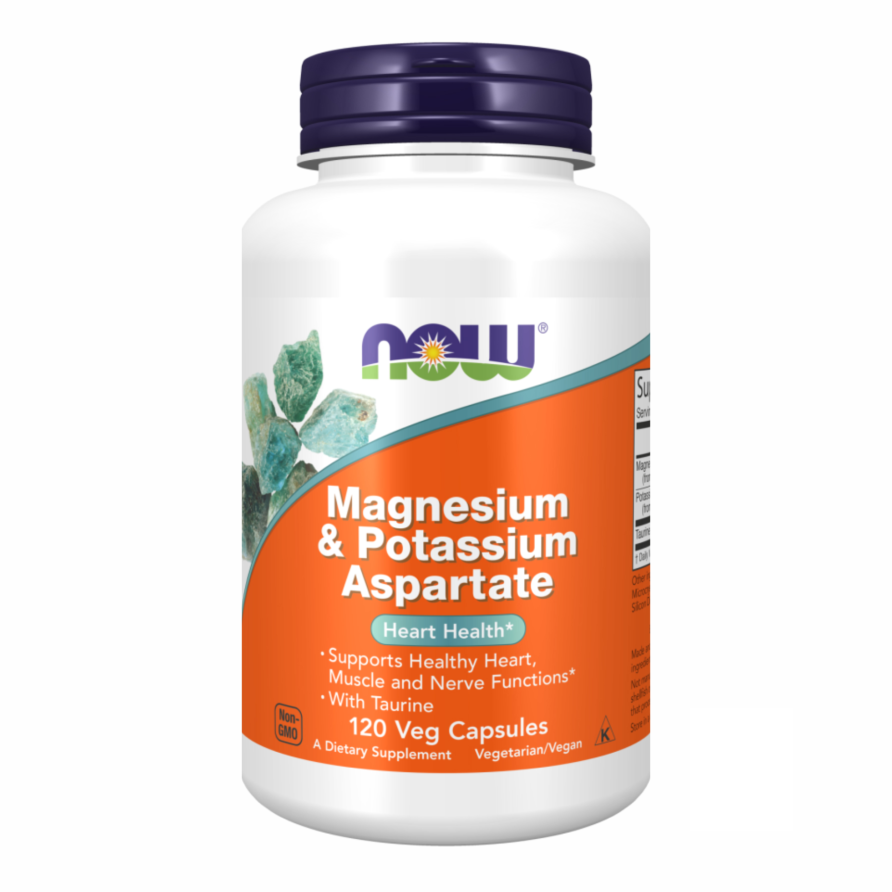 Магній та калій аспартат, Now Foods Magnesium & Potassium Aspartate, 120 вегетаріанських капсул