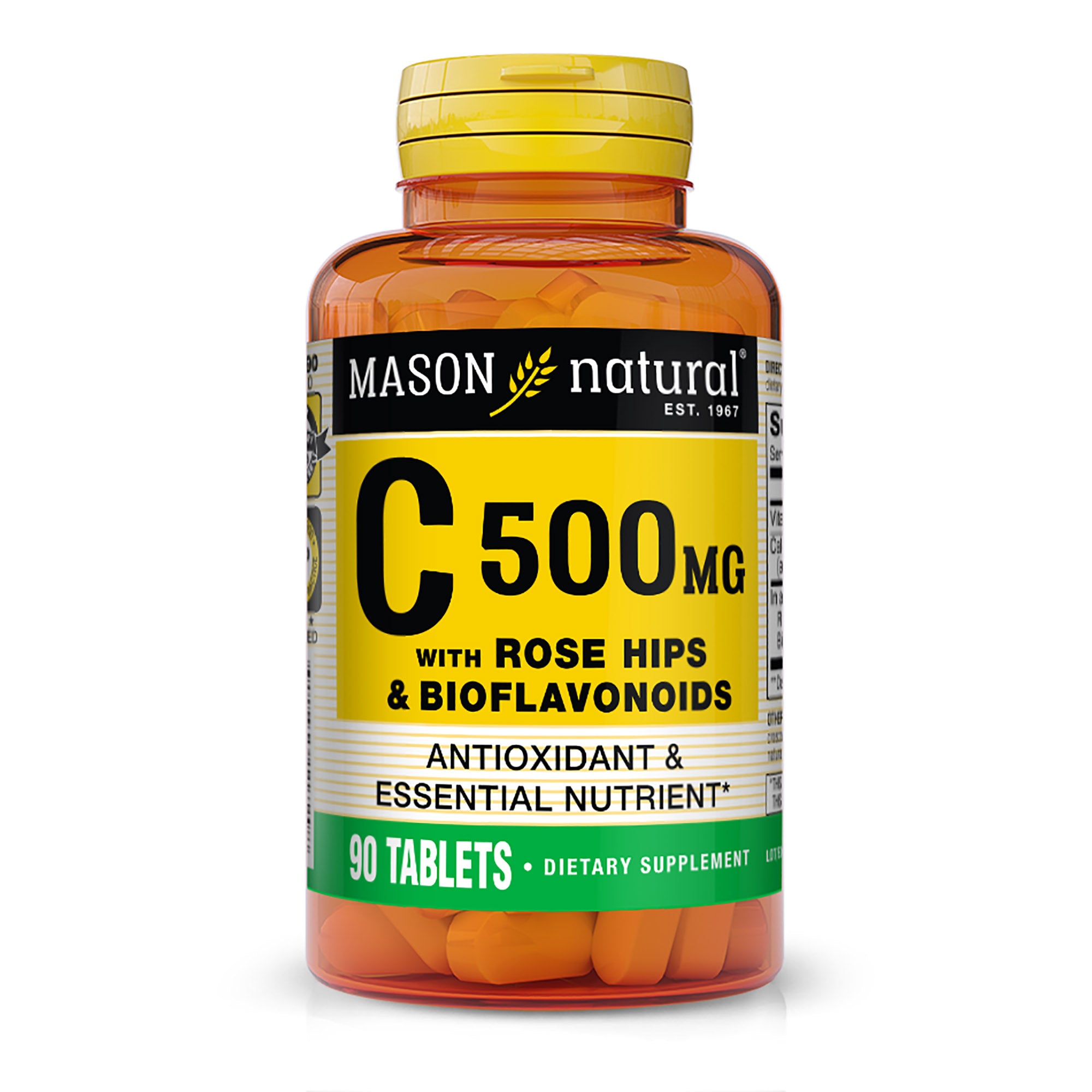 Вітамін C з шипшиною та біофлавоноїдами, Mason Natural Vitamin C With Rose Hips and Bioflavonoids, 500 мг, 90 таблеток