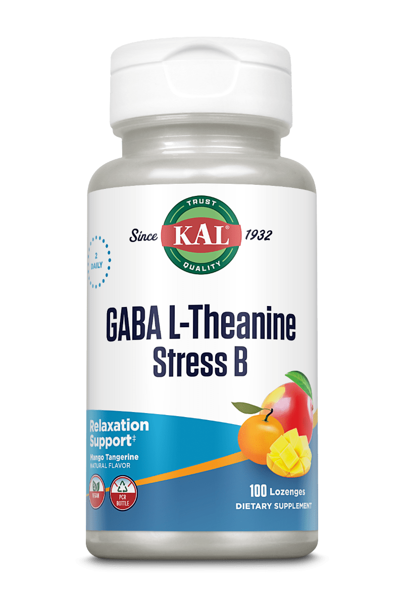 ГАМК та L-теанін для зняття стресу, Kal GABA L-Theanine Stress B, 100 пастилок