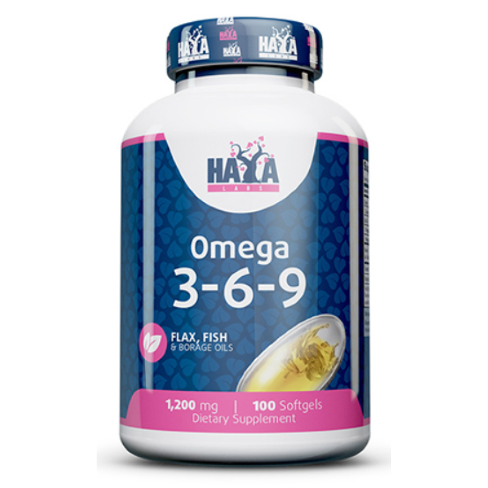 Омега 3-6-9, Haya Labs Omega 3-6-9, 1200 мг, 100 м'яких капсул