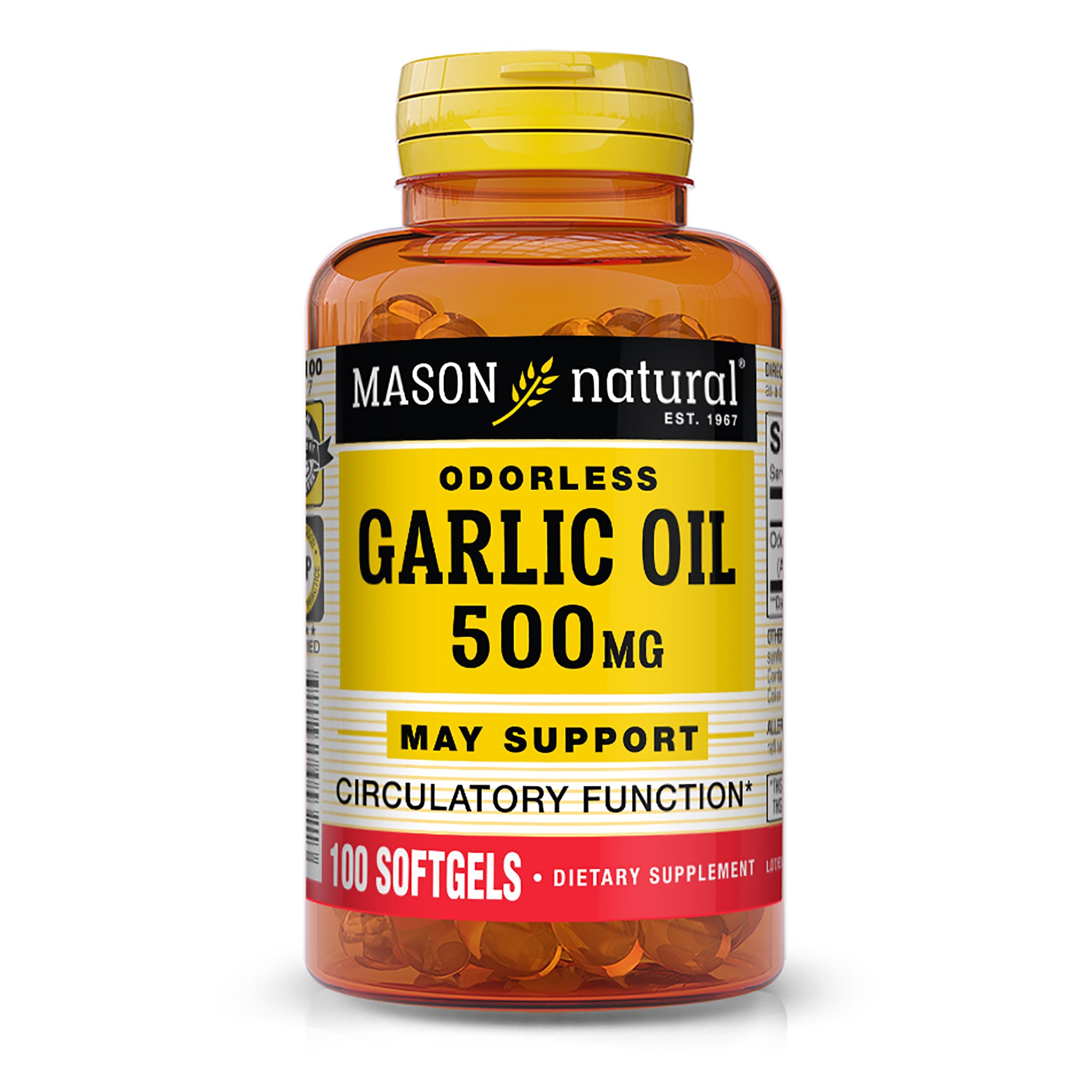 Часникова олія, Mason Natural Garlic Oil, 500 мг, 100 м'яких капсул