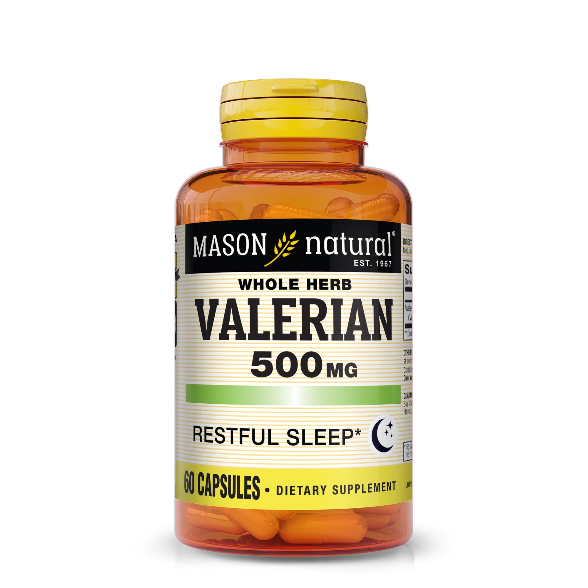 Валеріана для підтримки нервової системи, Mason Natural Whole Herb Valerian, 500 мг, 60 капсул