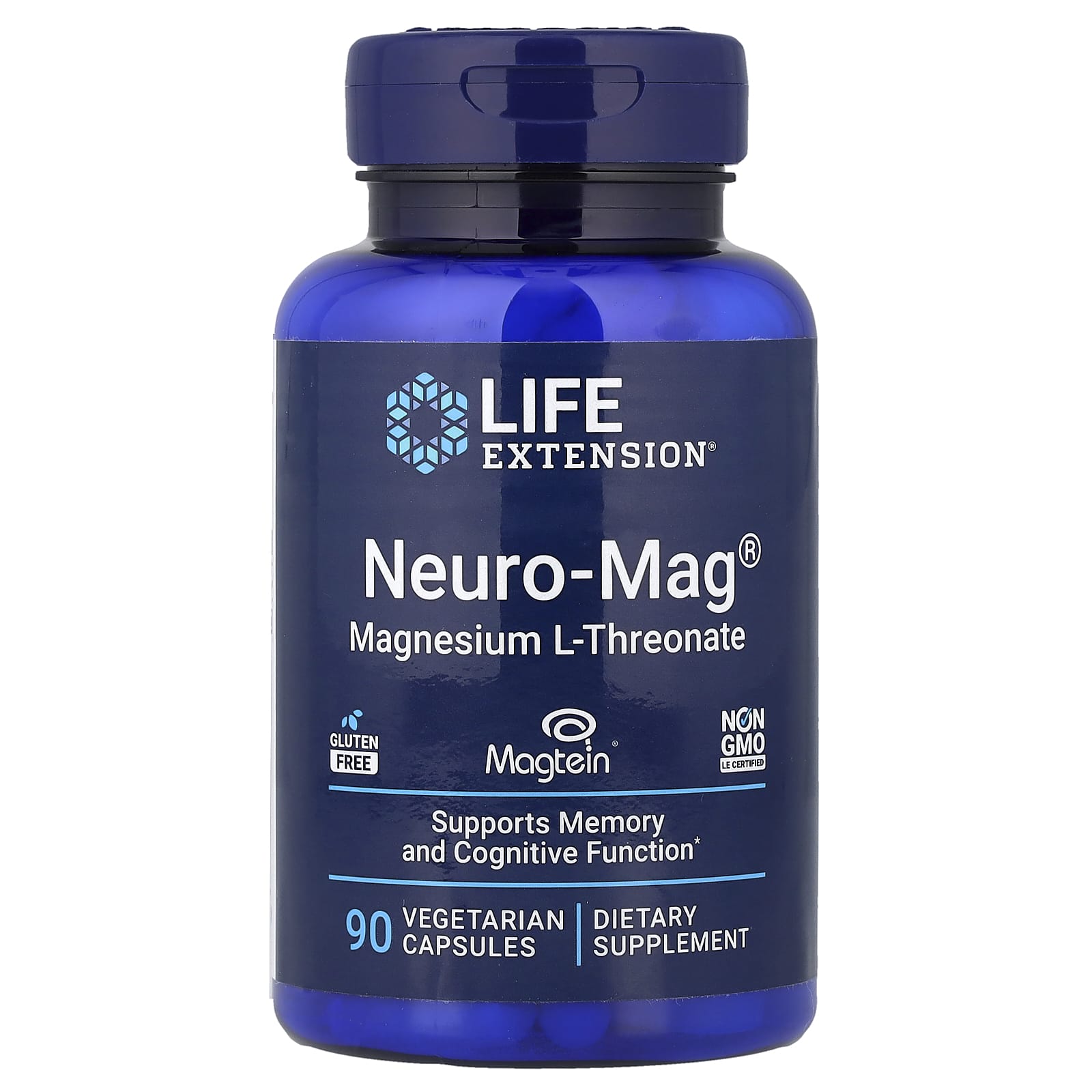 Магній L-треонат, Life Extension Neuro-Mag Magnesium L-Threonate, 48 мг, 90 вегетаріанських капсул