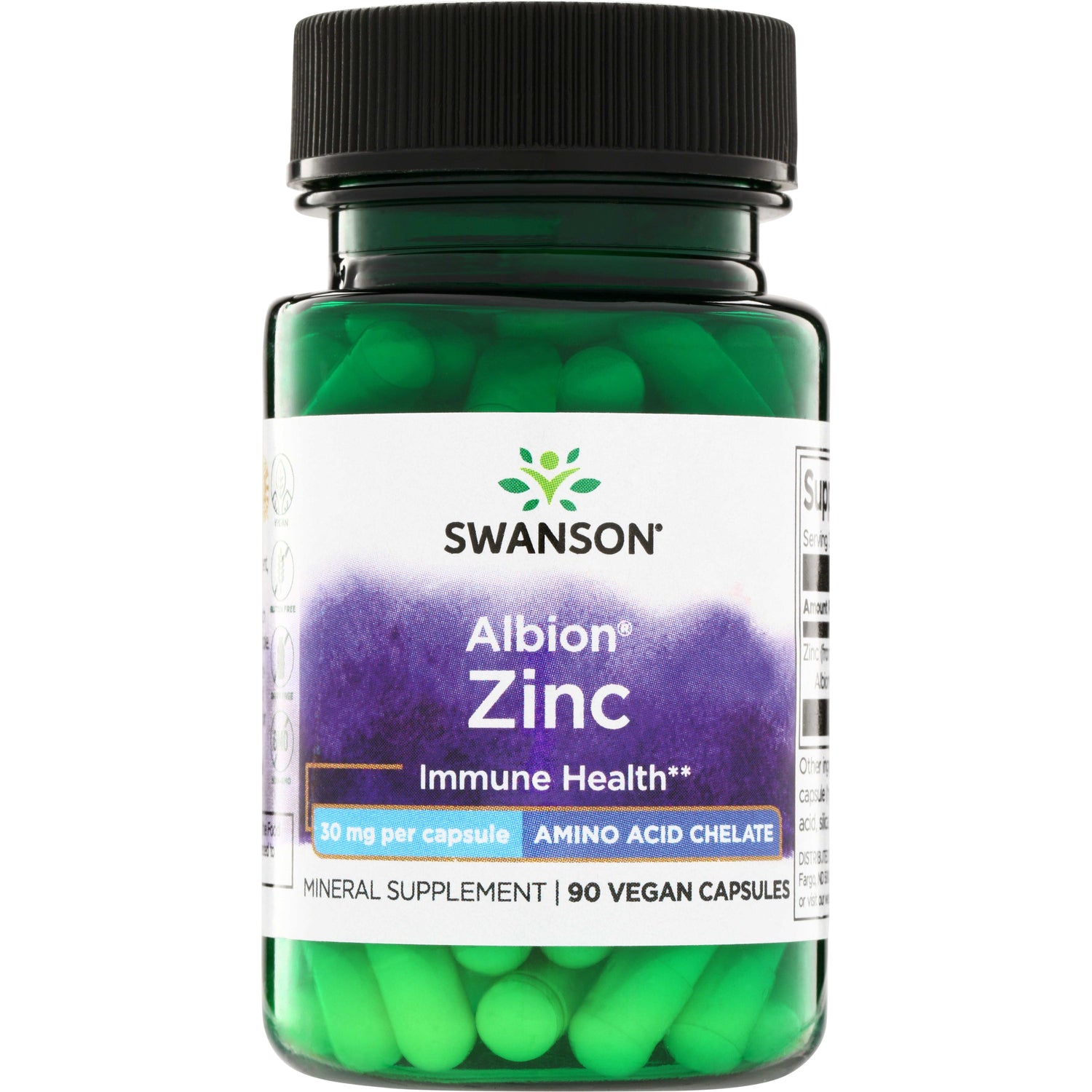 Цинк гліцинат, Swanson Chelated Zinc Glycinate, 30 мг, 90 веган капсул