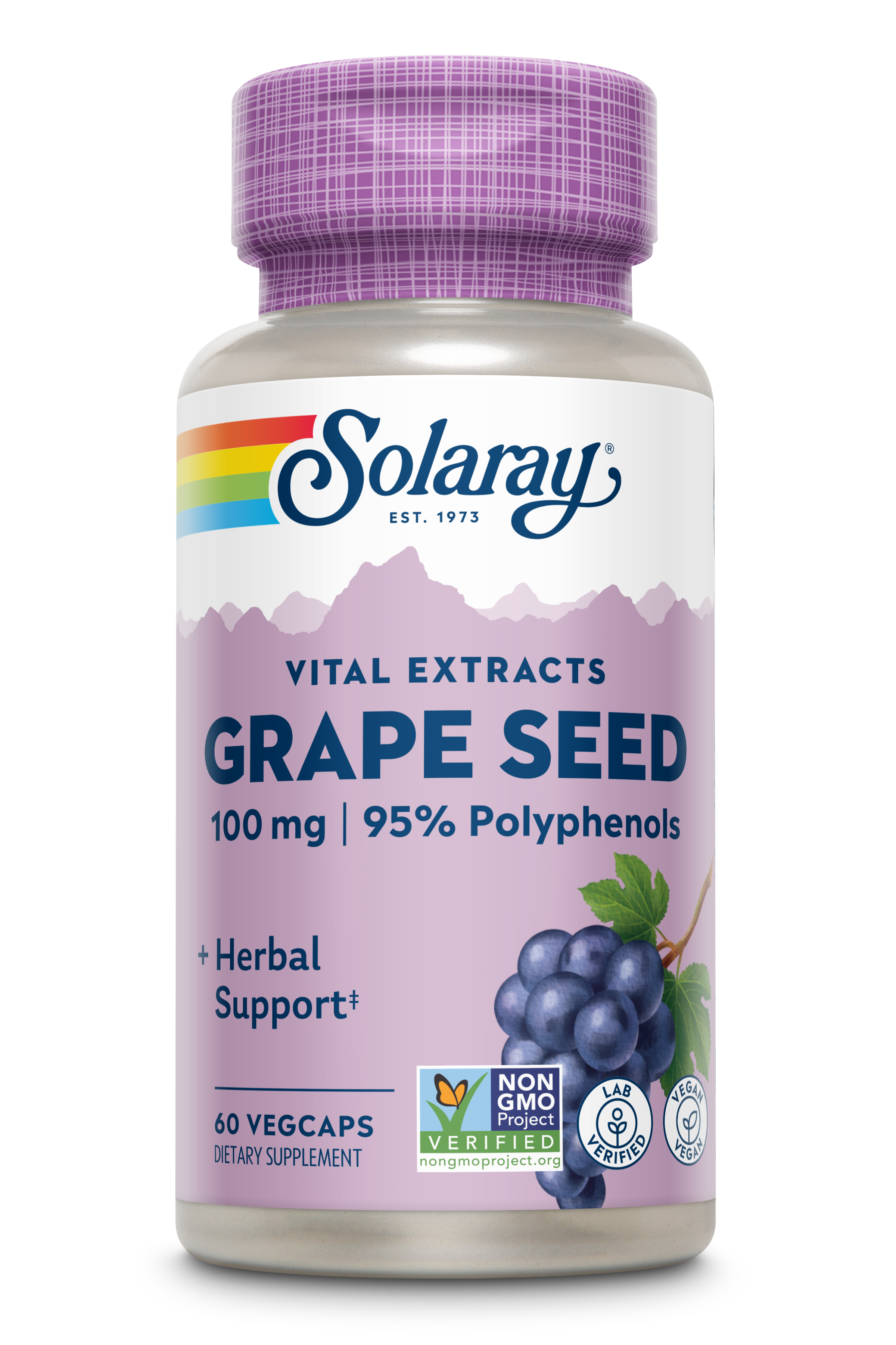 Екстракт виноградних кісточок, Solaray Grape Seed Extract, 100 мг, 60 вегетаріанських капсул