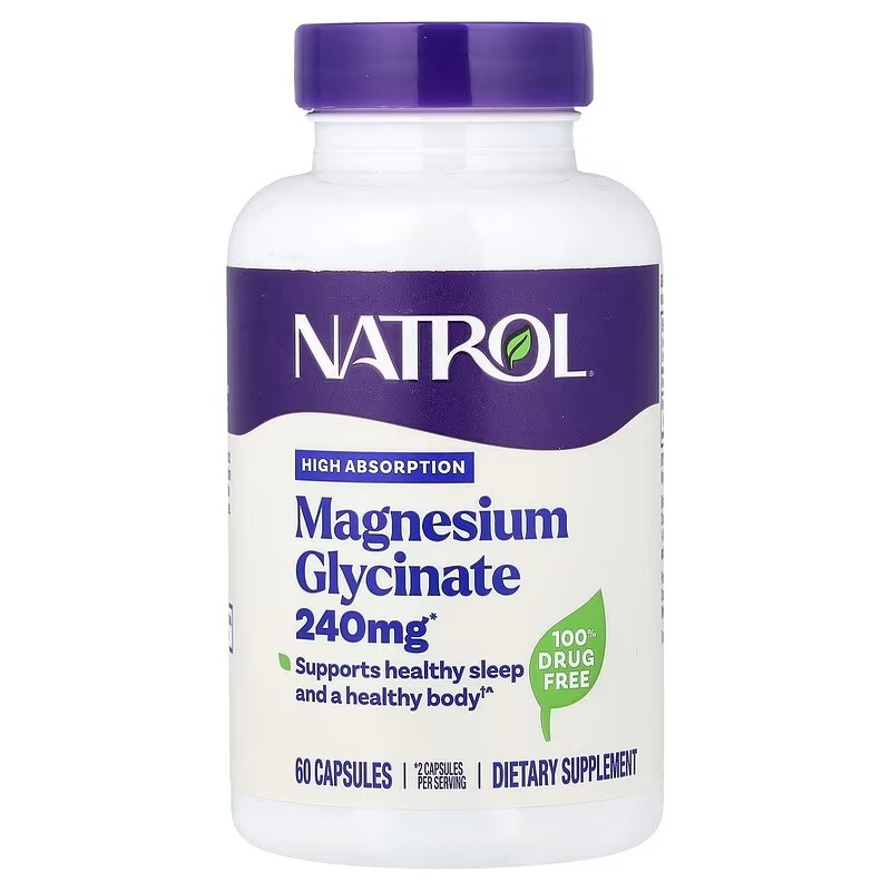 Магній гліцинат, Natrol Magnesium Glycinate, 240 мг, 60 капсул